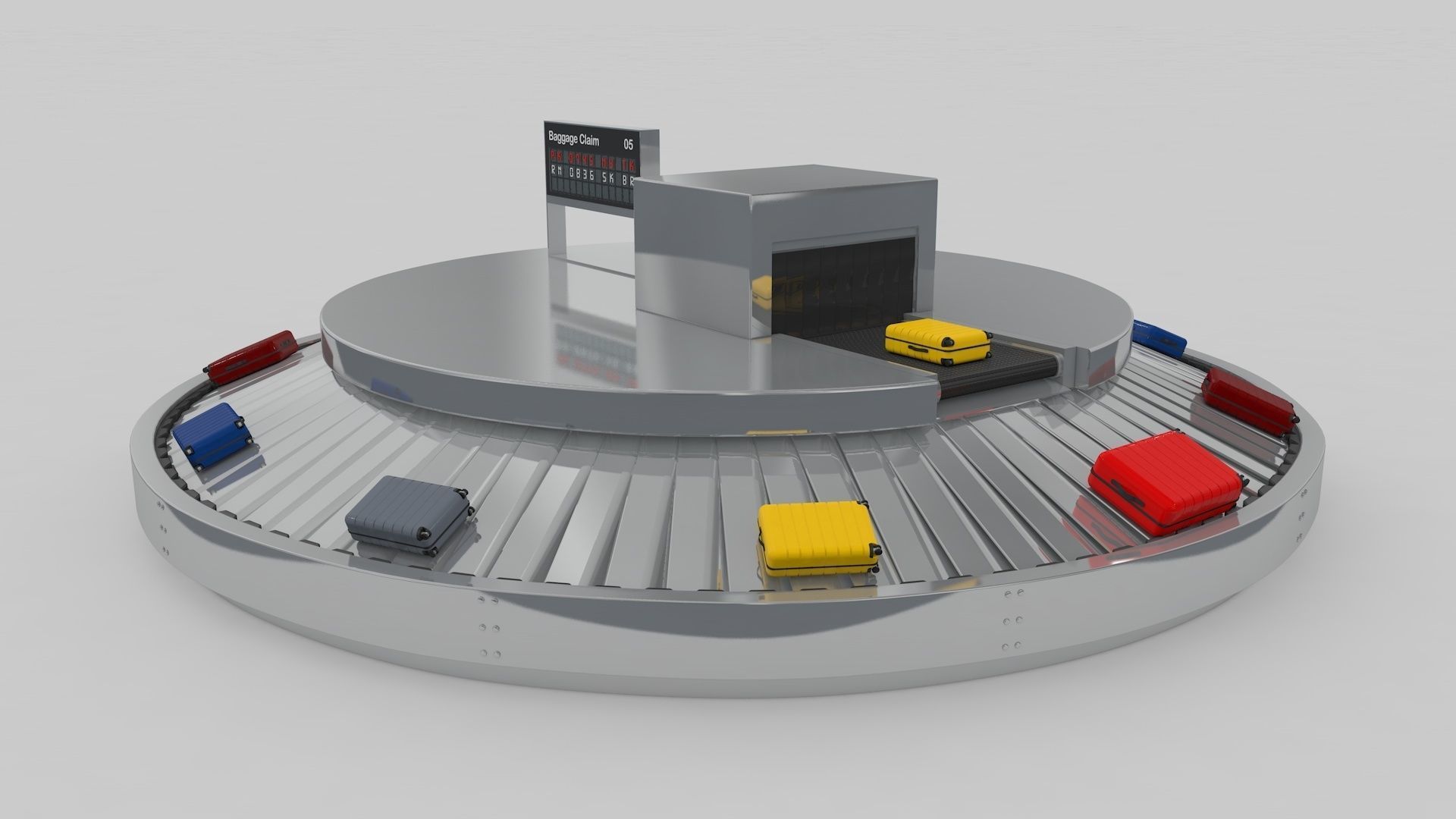 Airport Baggage Conveyor Belt Adjustable 3D model_20