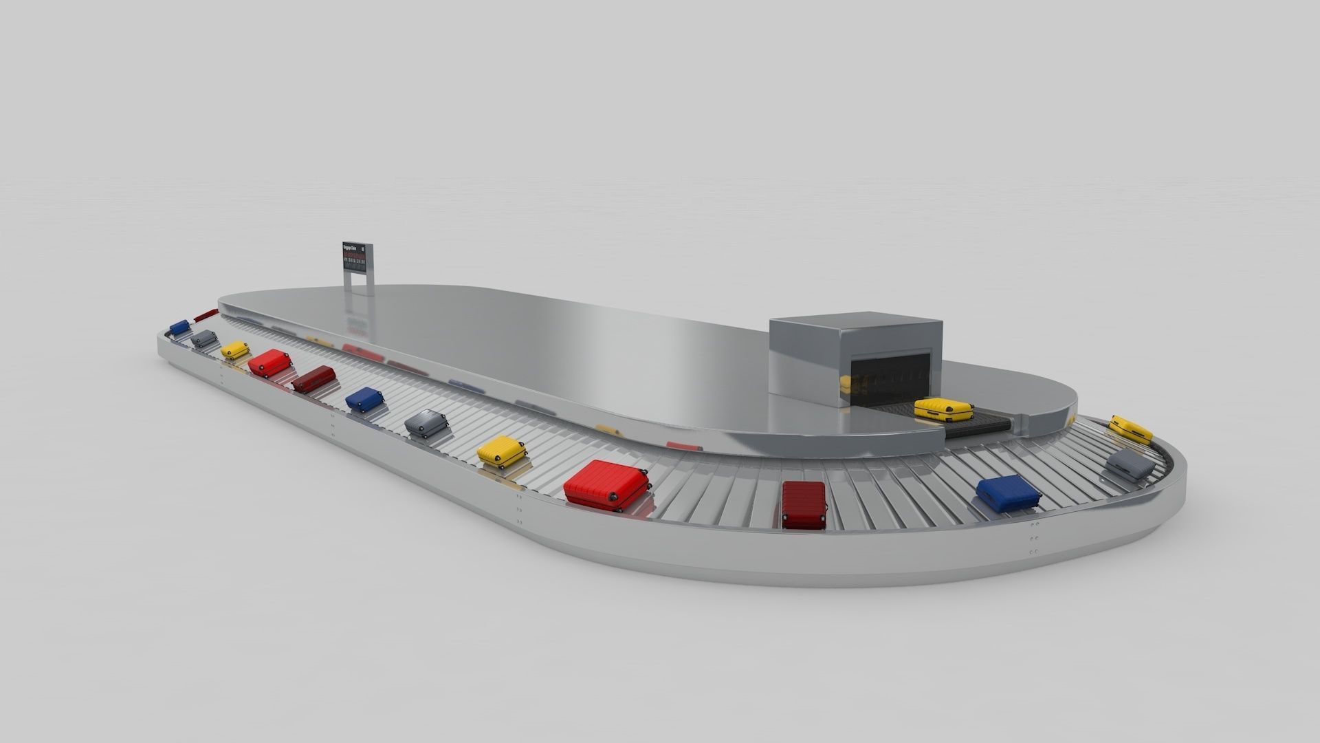 Airport Baggage Conveyor Belt Adjustable 3D model_15