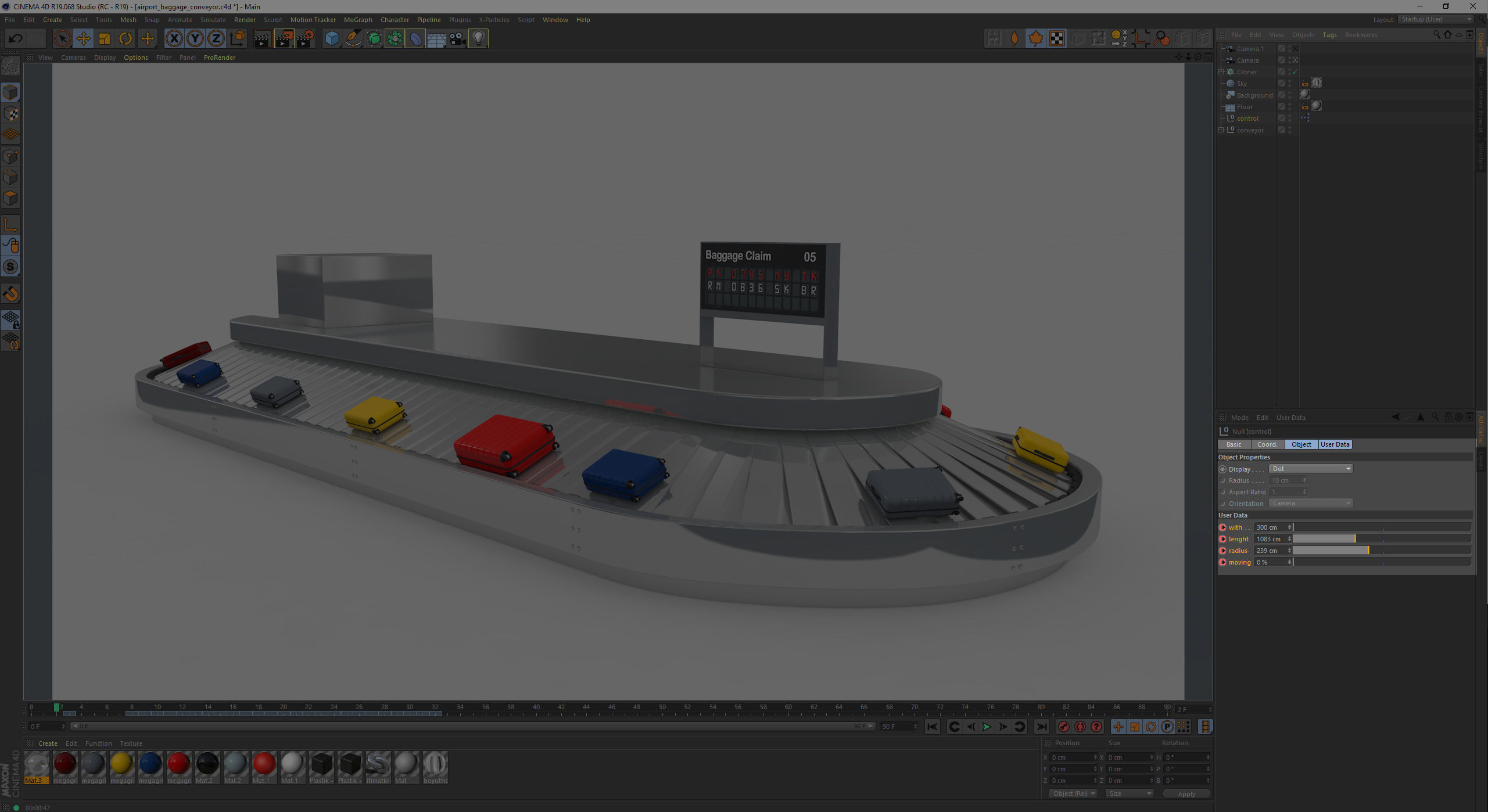 Airport Baggage Conveyor Belt Adjustable 3D model_36