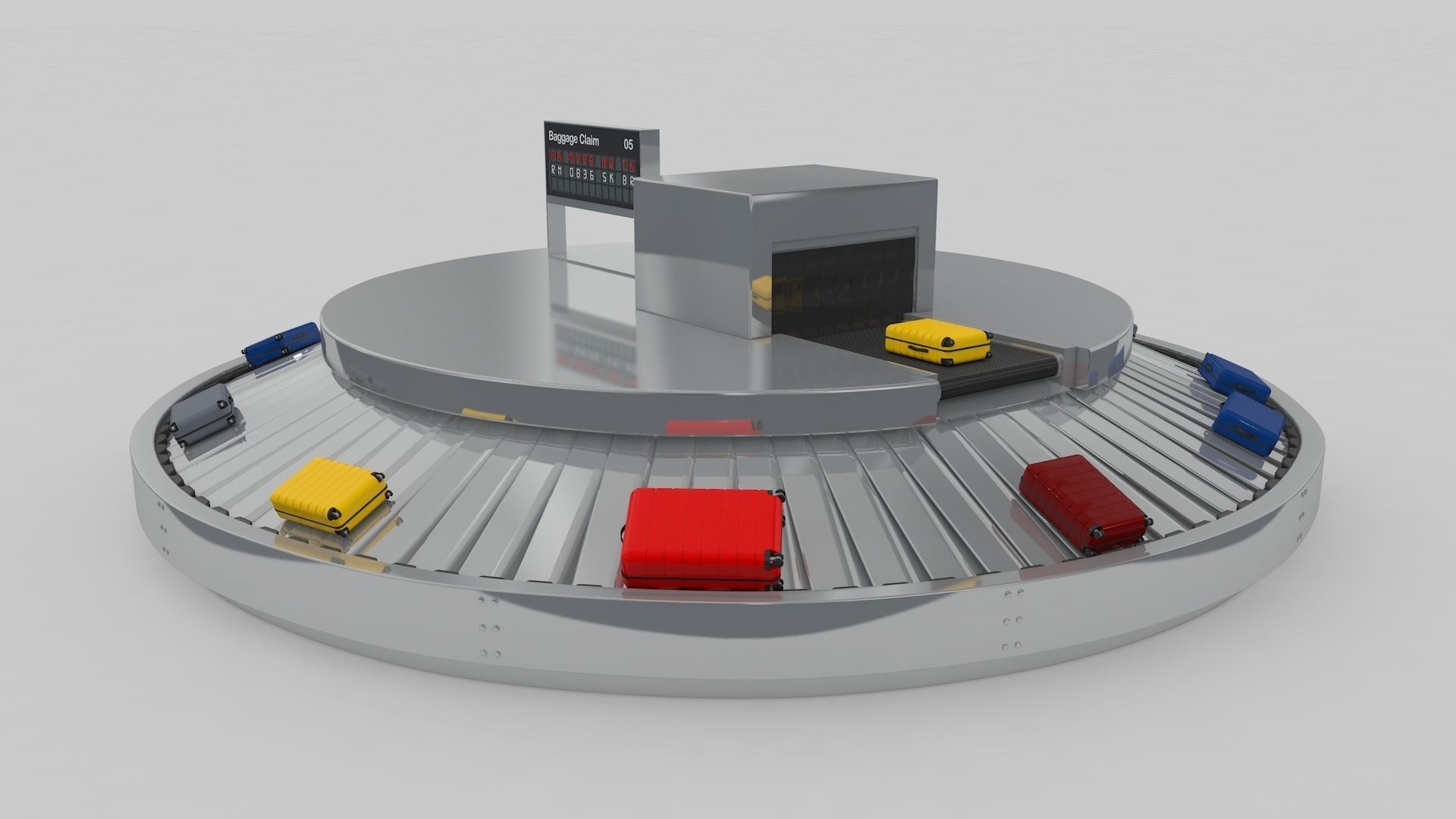 Airport Baggage Conveyor Belt Adjustable 3D model_24