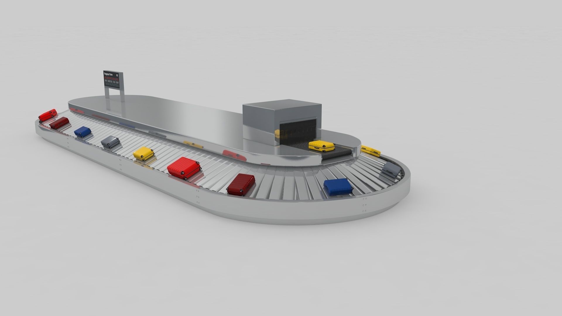 Airport Baggage Conveyor Belt Adjustable 3D model_13