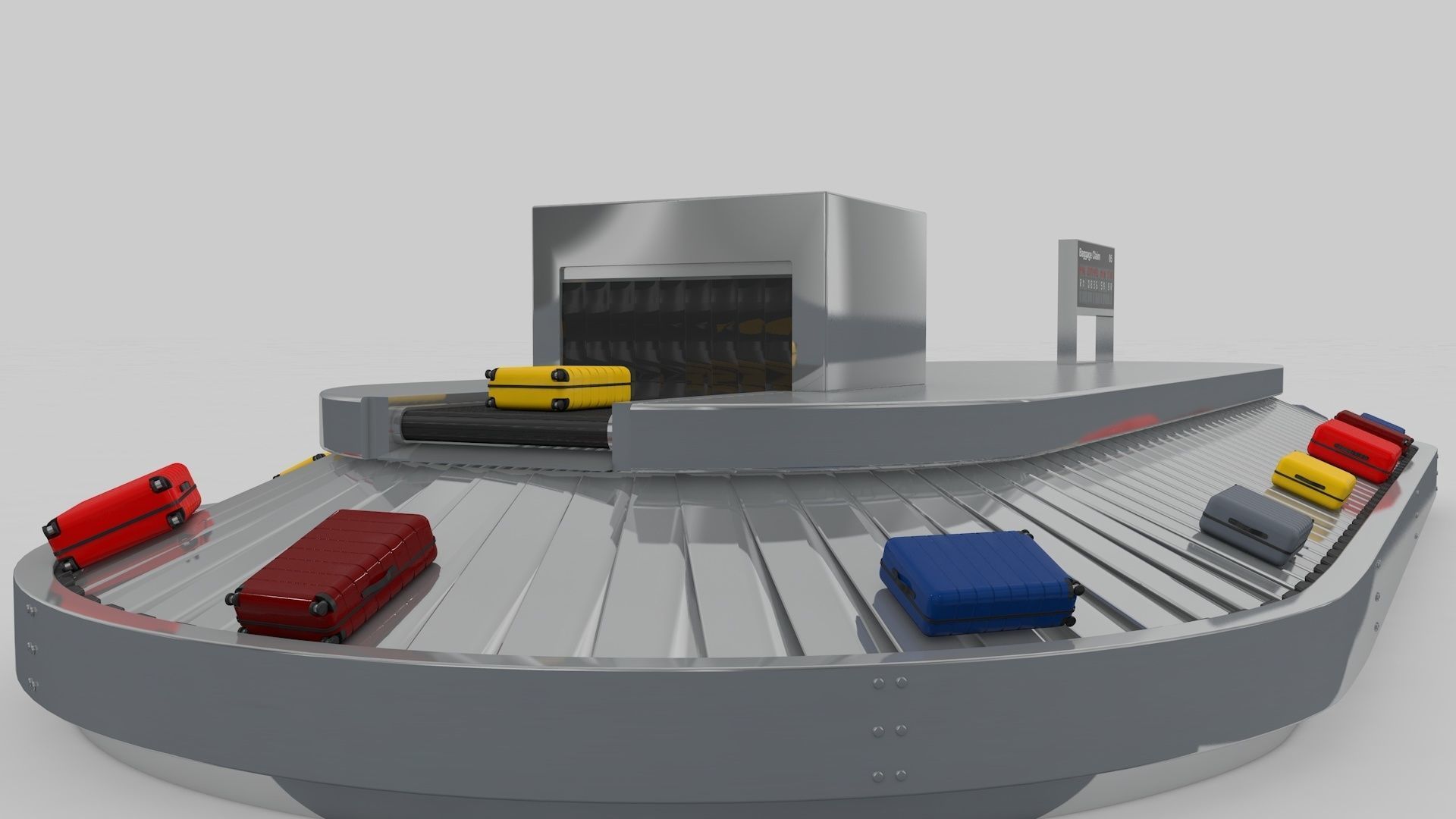 Airport Baggage Conveyor Belt Adjustable 3D model_8