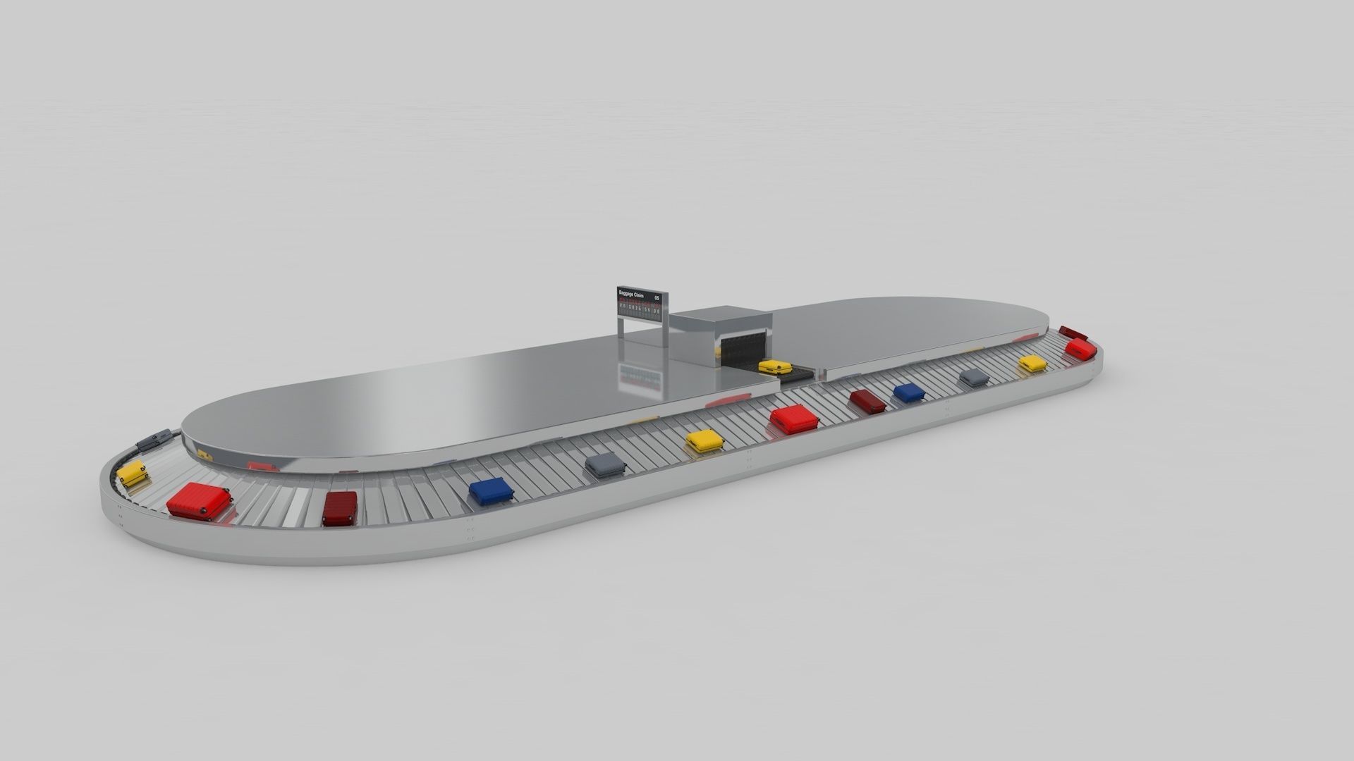 Airport Baggage Conveyor Belt Adjustable 3D model_32