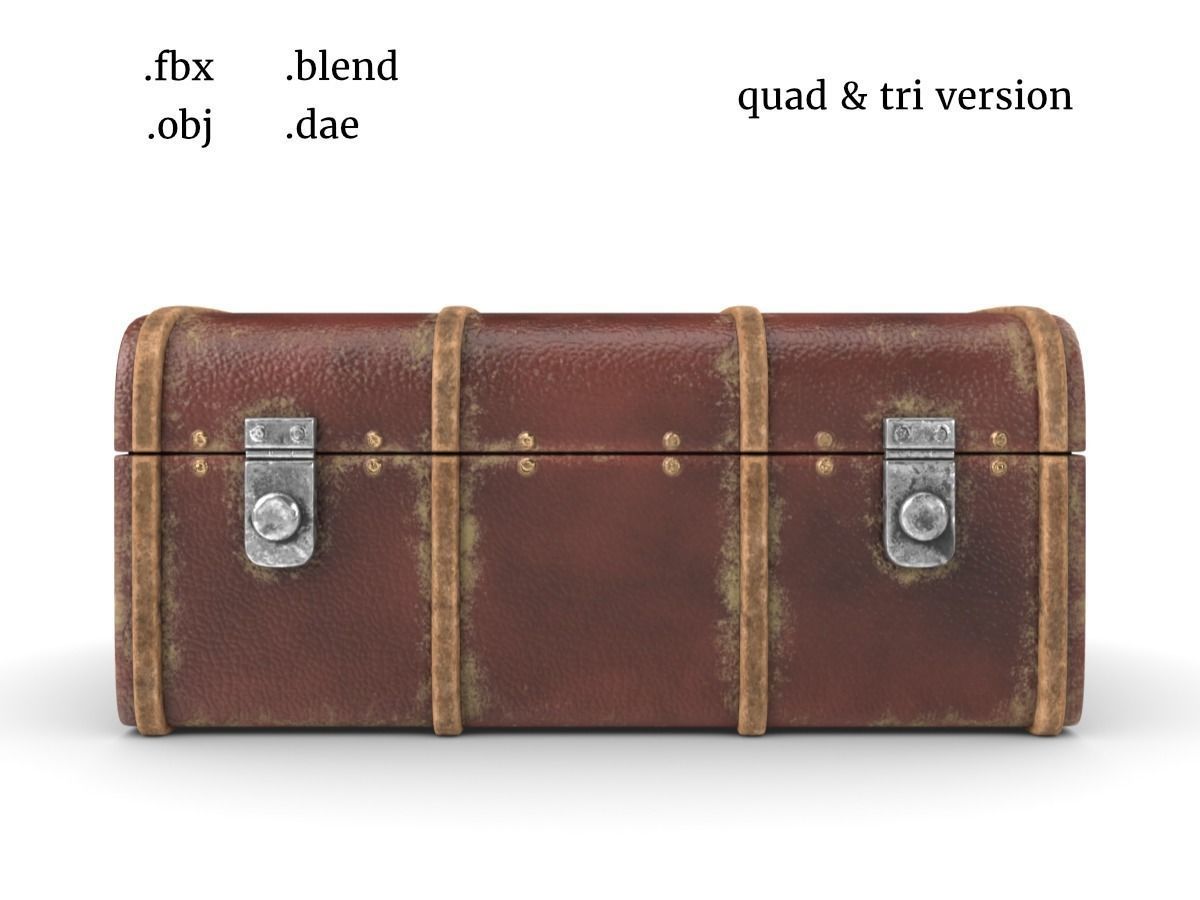 vintage suitcase Low-poly 3D model_2