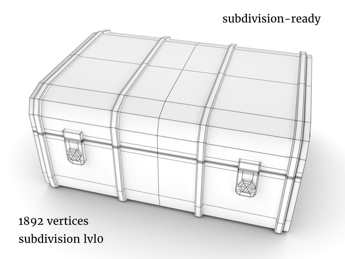 vintage suitcase Low-poly 3D model_5