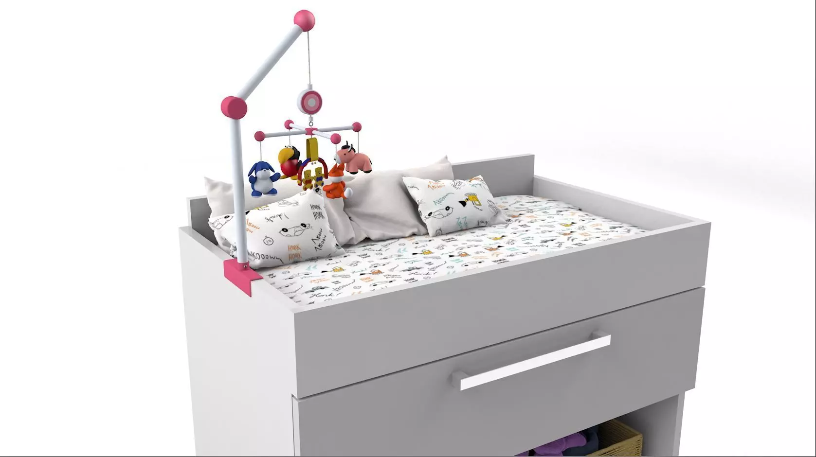 Furniture Baby Changer Crib Bed 3D model