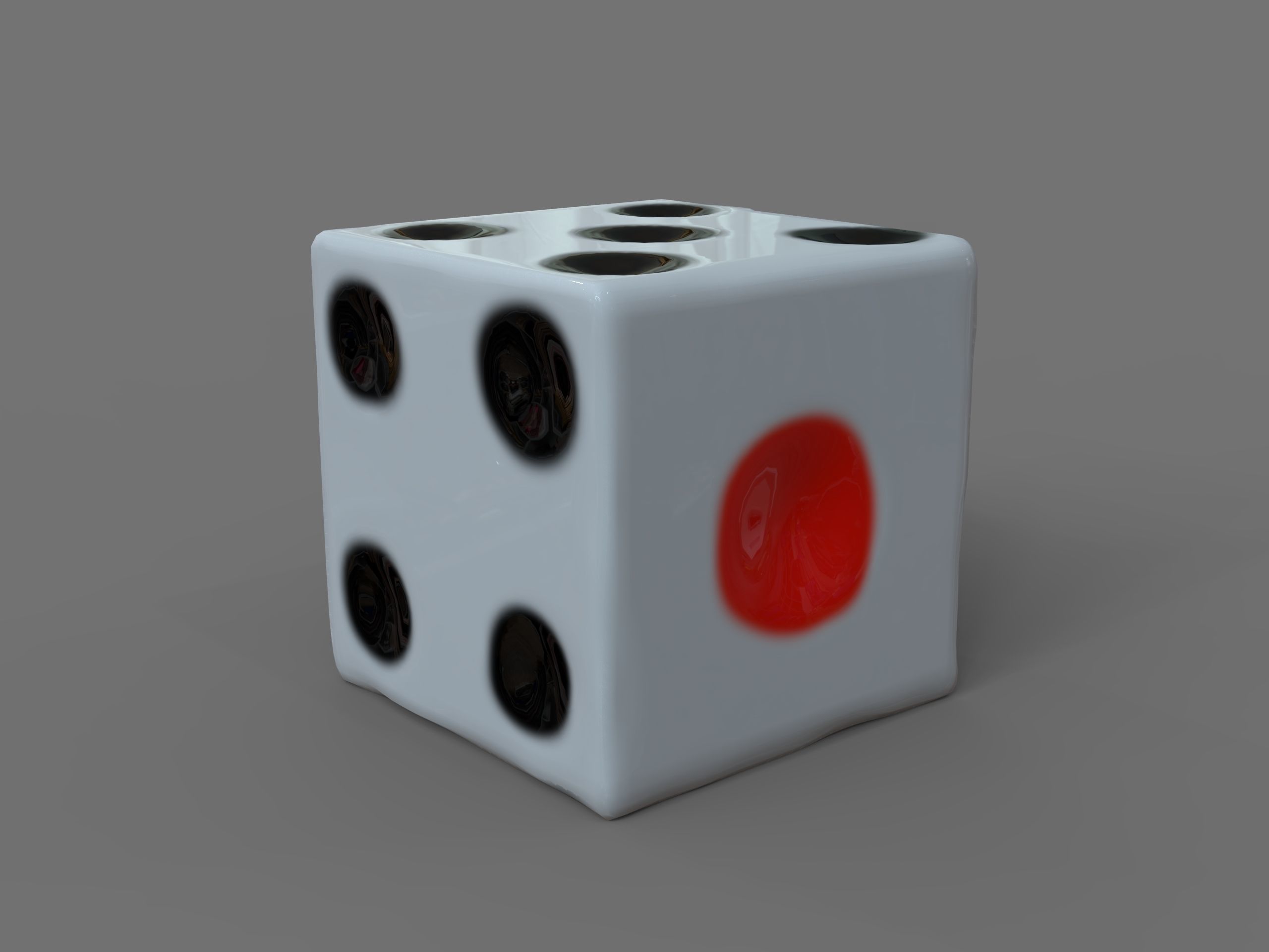 Dice low poly with dot 3D model_5