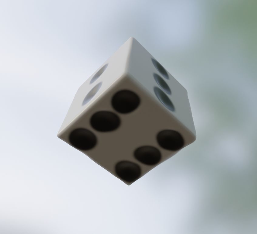 Dice low poly with dot 3D model_3