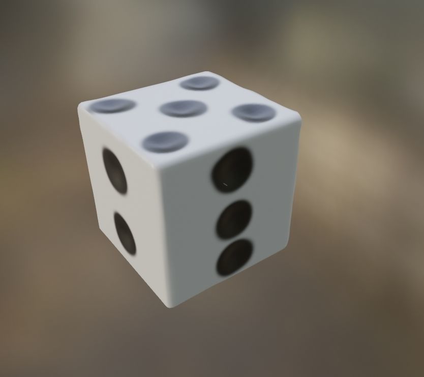 Dice low poly with dot 3D model_2