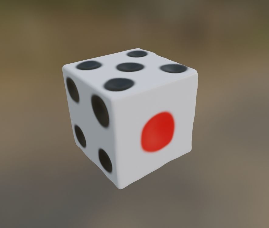 Dice low poly with dot 3D model_1