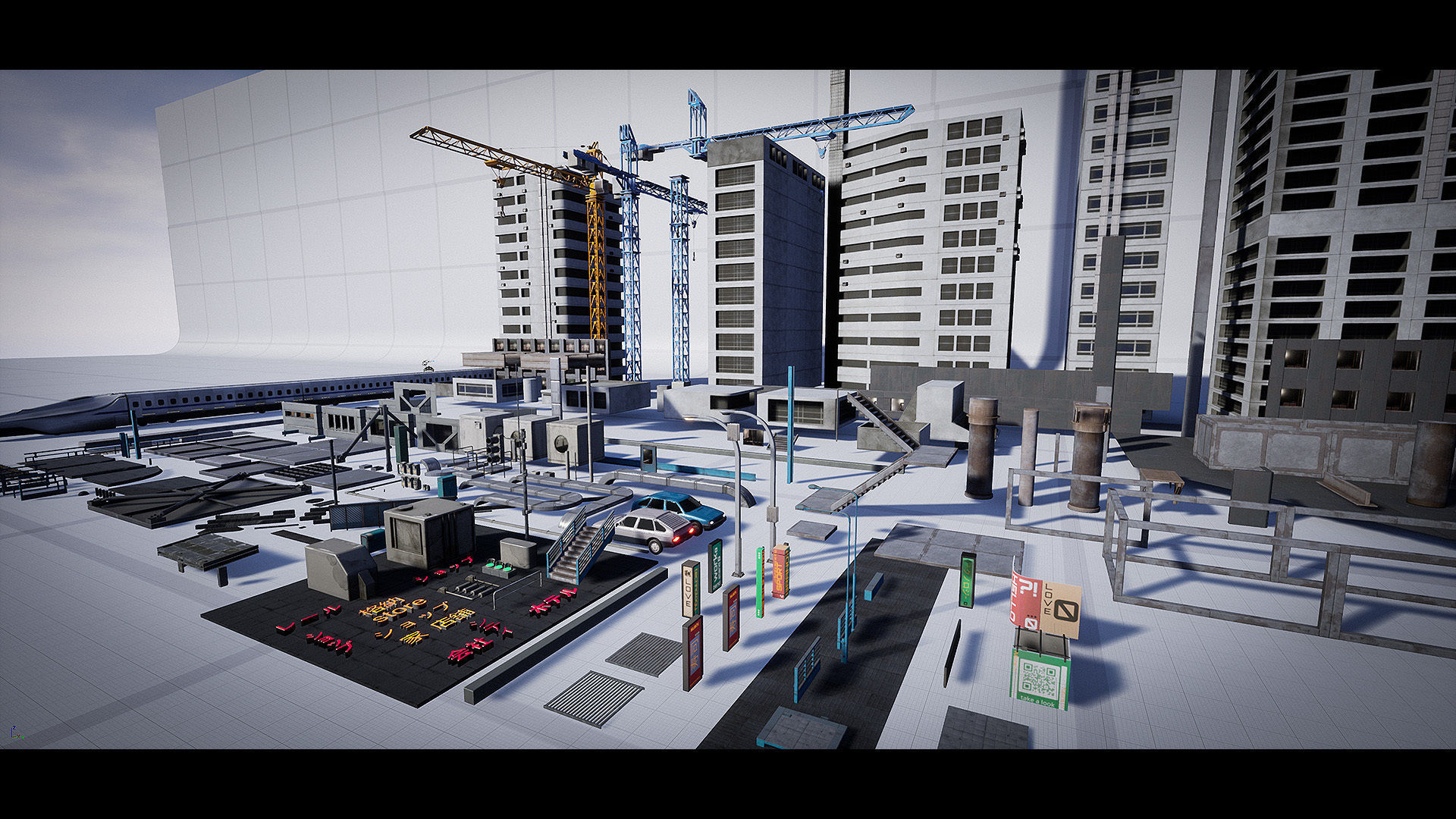 Urban City Kitbash Set - UE4 Low-poly 3D model_5