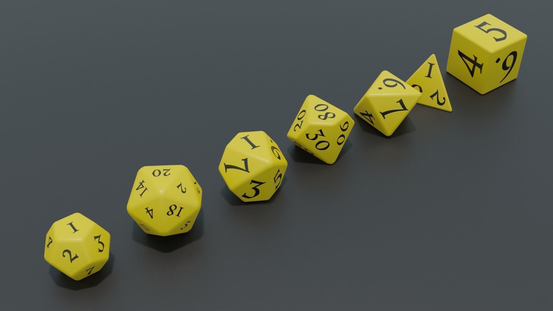 RPG dice asset Yellow Low-poly 3D model_2