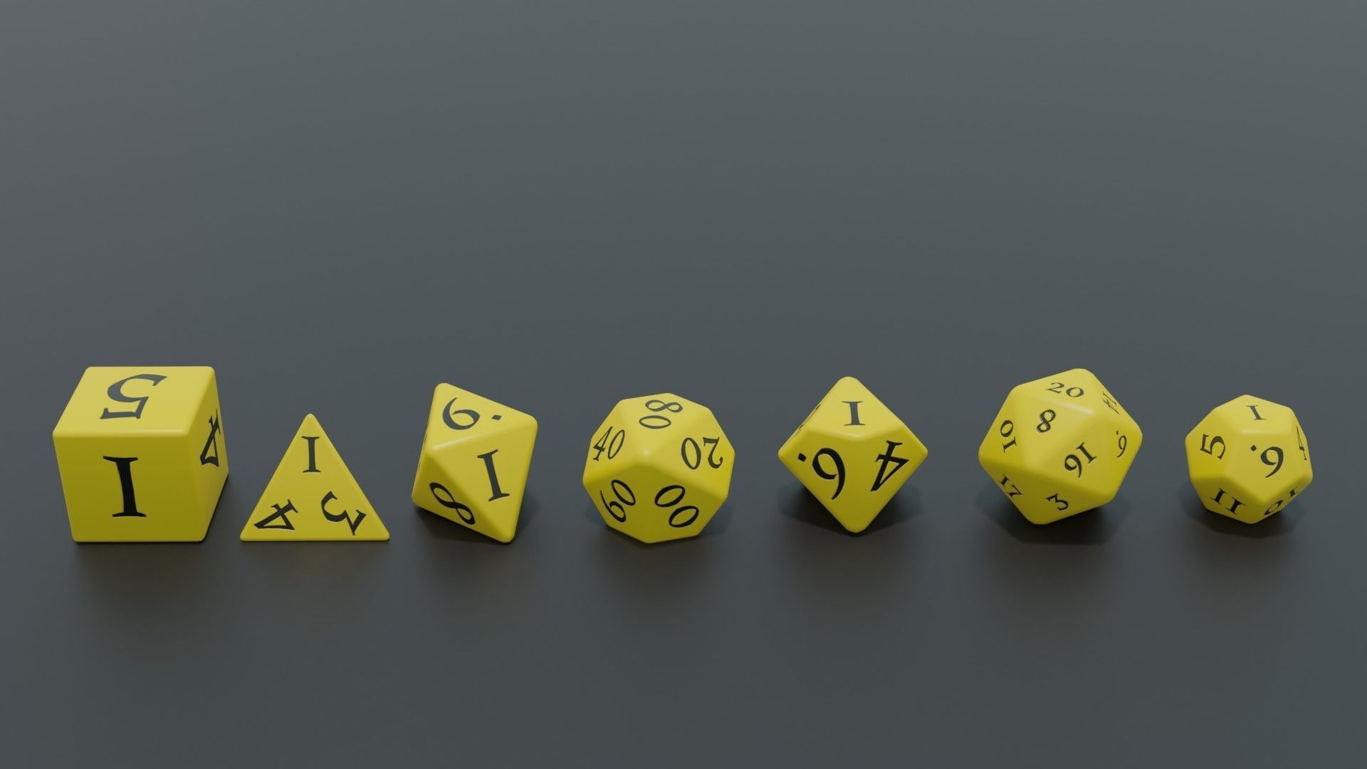 RPG dice asset Yellow Low-poly 3D model_4