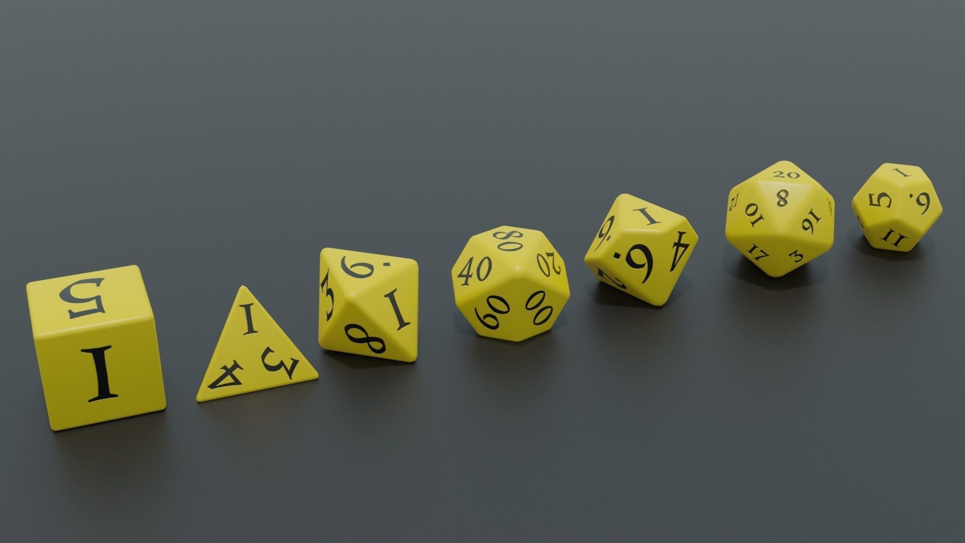 RPG dice asset Yellow Low-poly 3D model_1