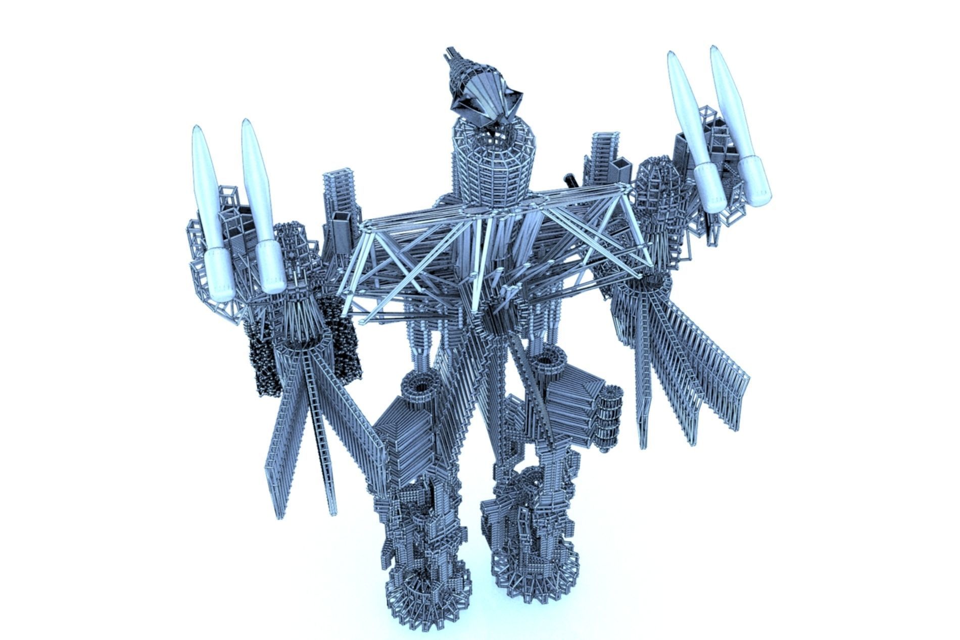 Robot Cyborg SciFi Game Character 3D model_16