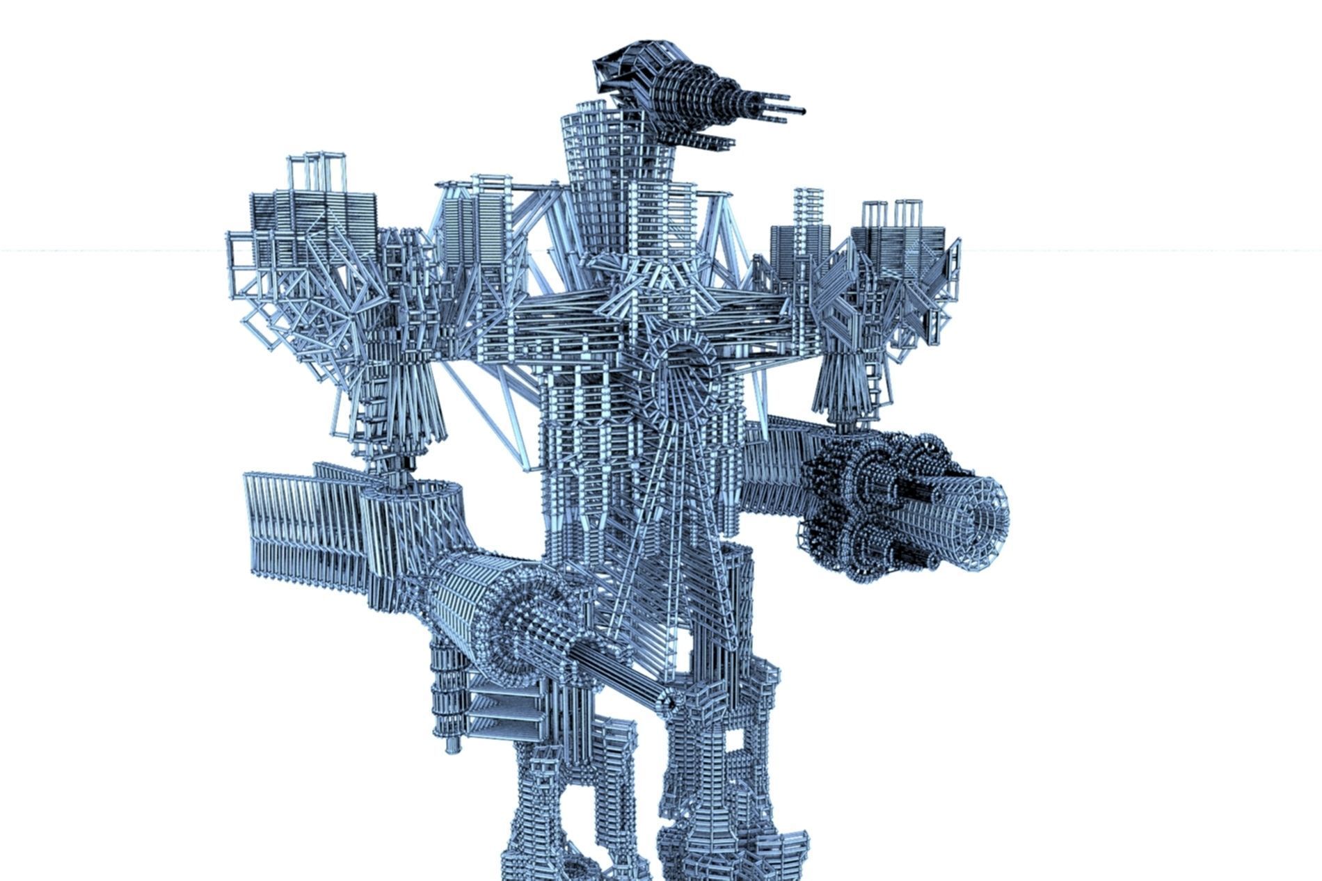 Robot Cyborg SciFi Game Character 3D model_29