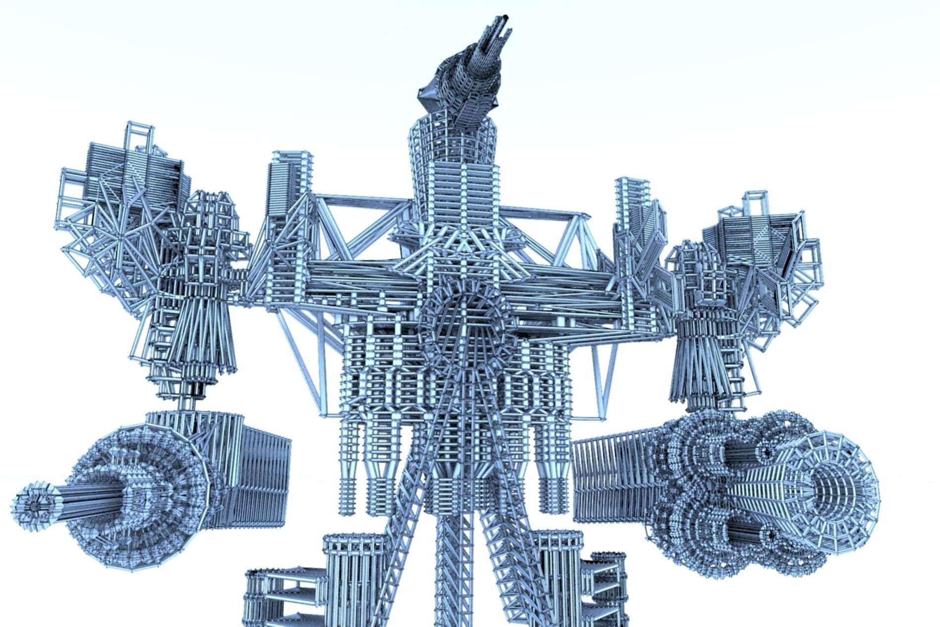 Robot Cyborg SciFi Game Character 3D model_4