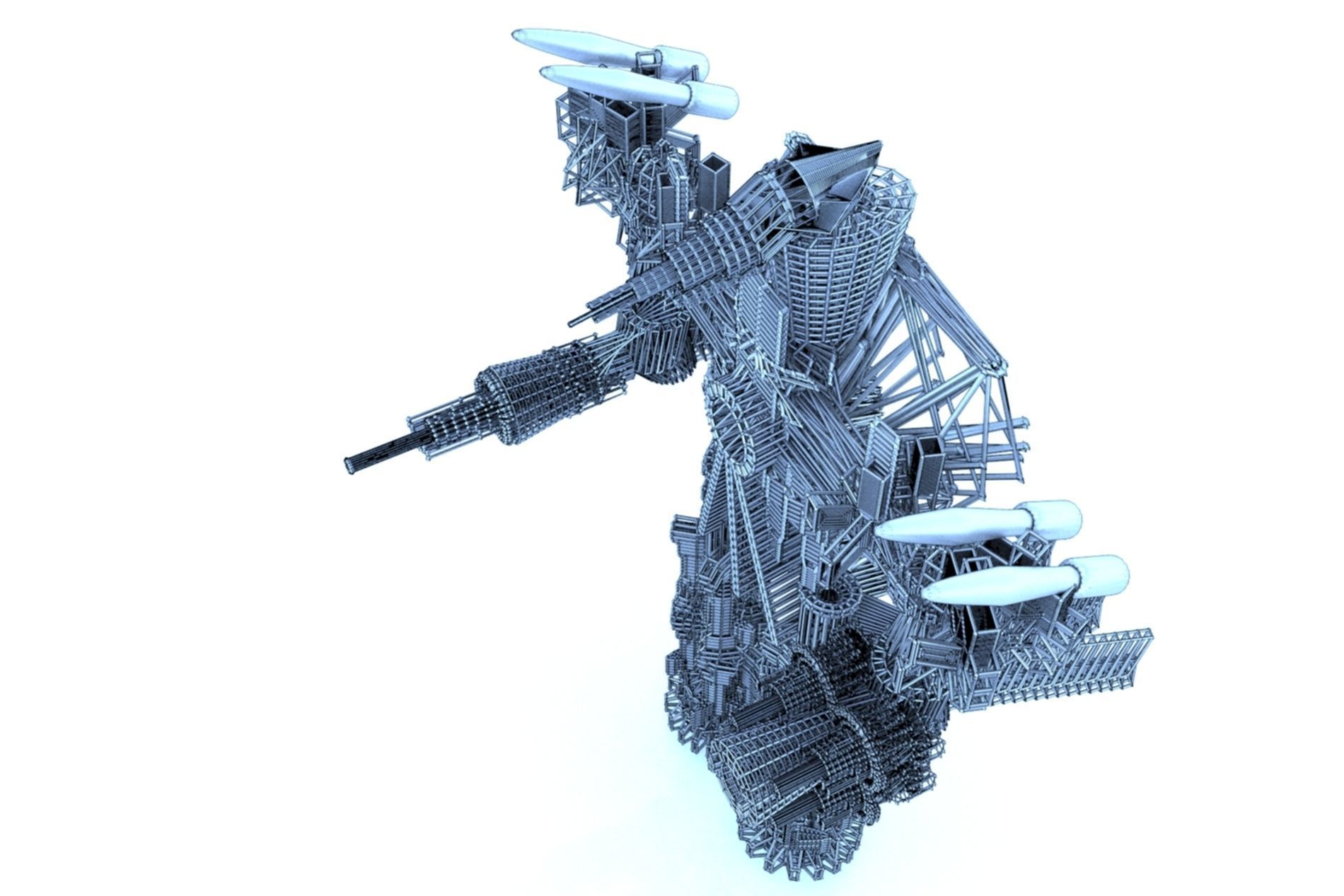 Robot Cyborg SciFi Game Character 3D model_36