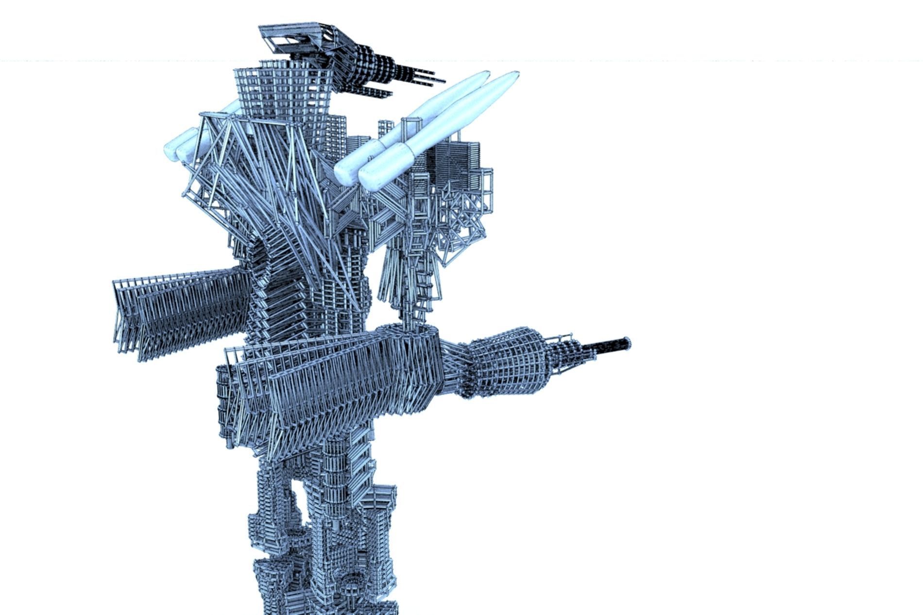 Robot Cyborg SciFi Game Character 3D model_20