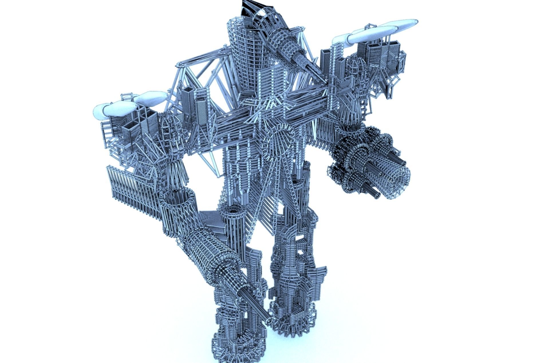 Robot Cyborg SciFi Game Character 3D model_1