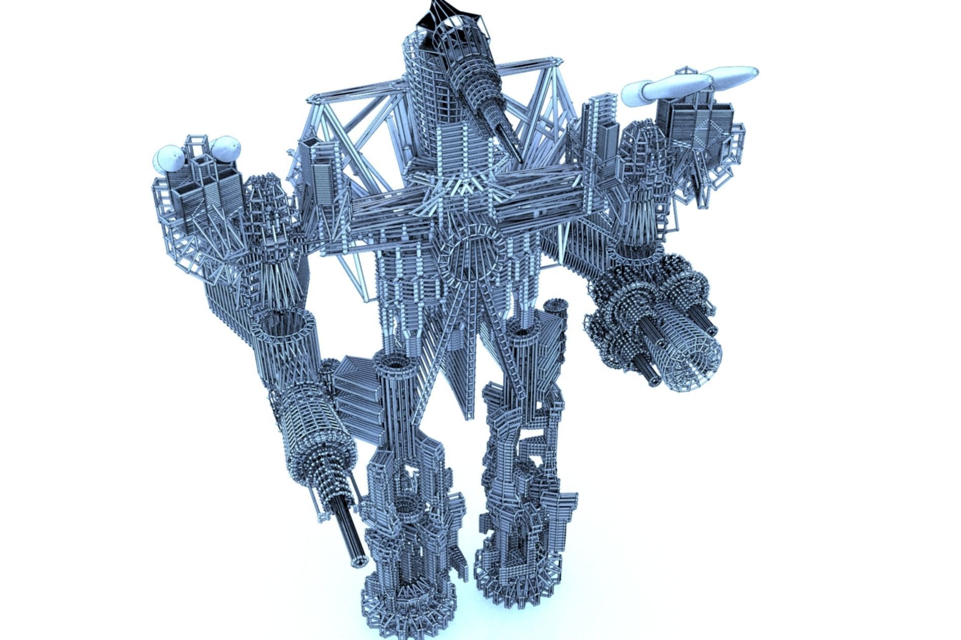 Robot Cyborg SciFi Game Character 3D model_30