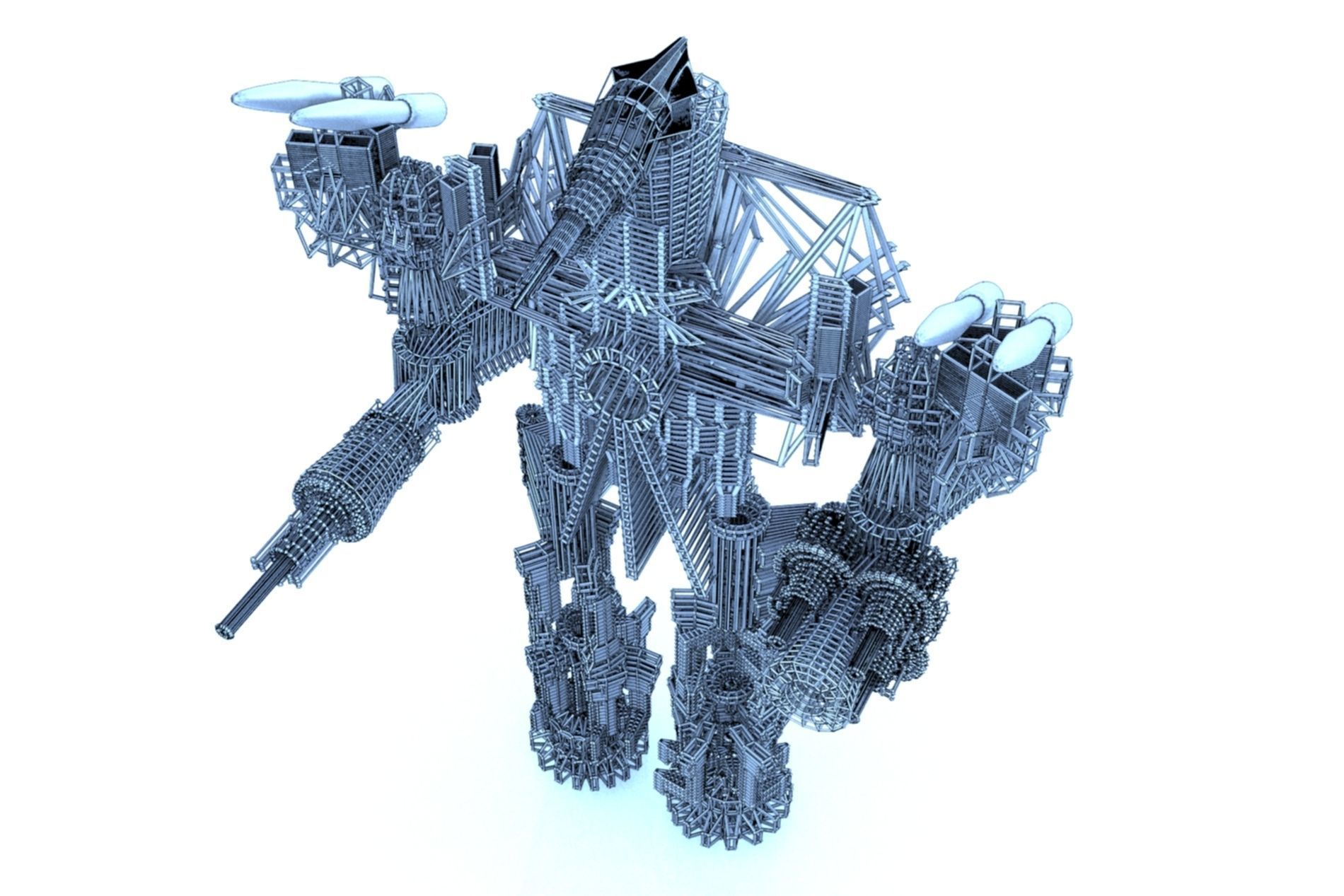 Robot Cyborg SciFi Game Character 3D model_33