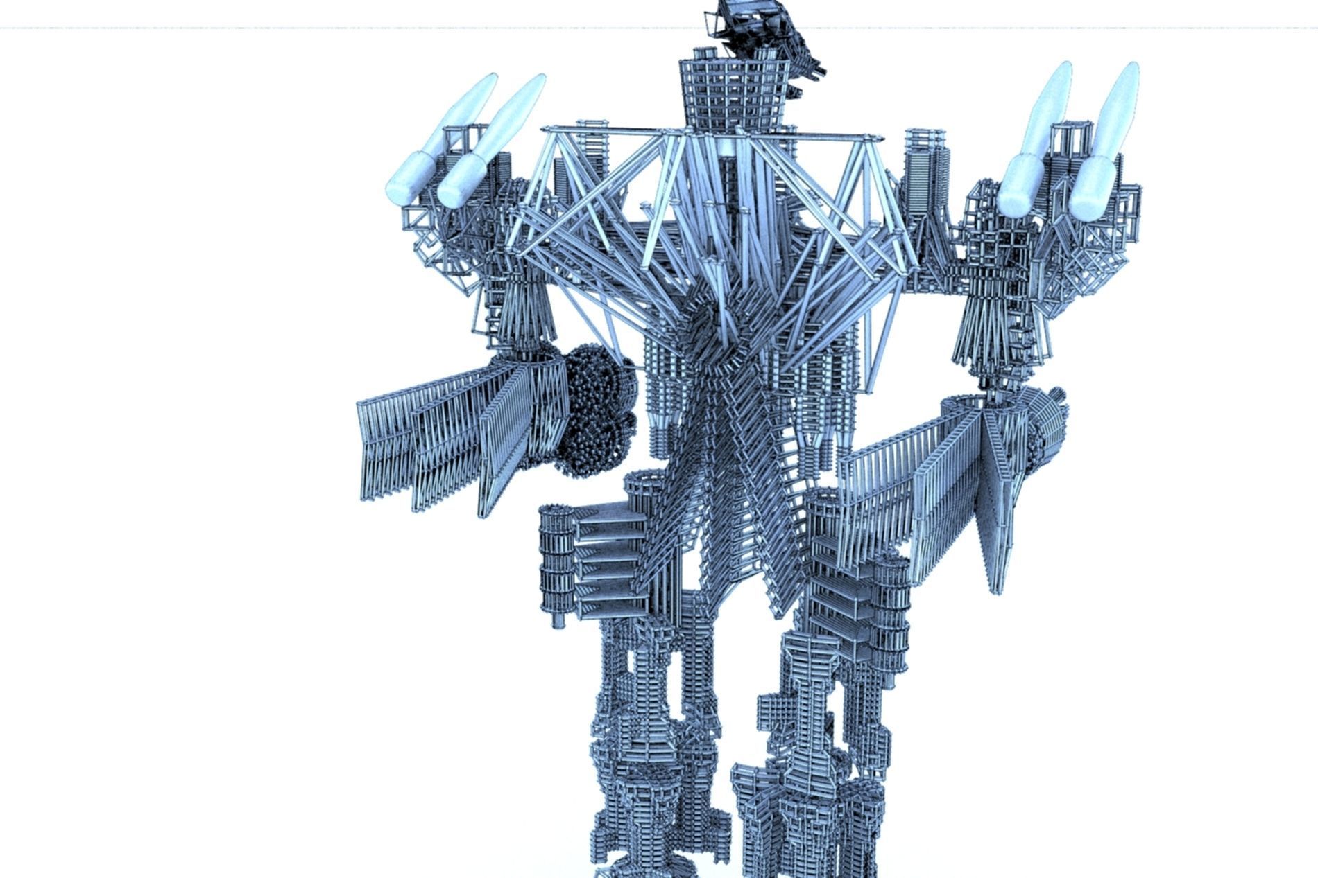 Robot Cyborg SciFi Game Character 3D model_17