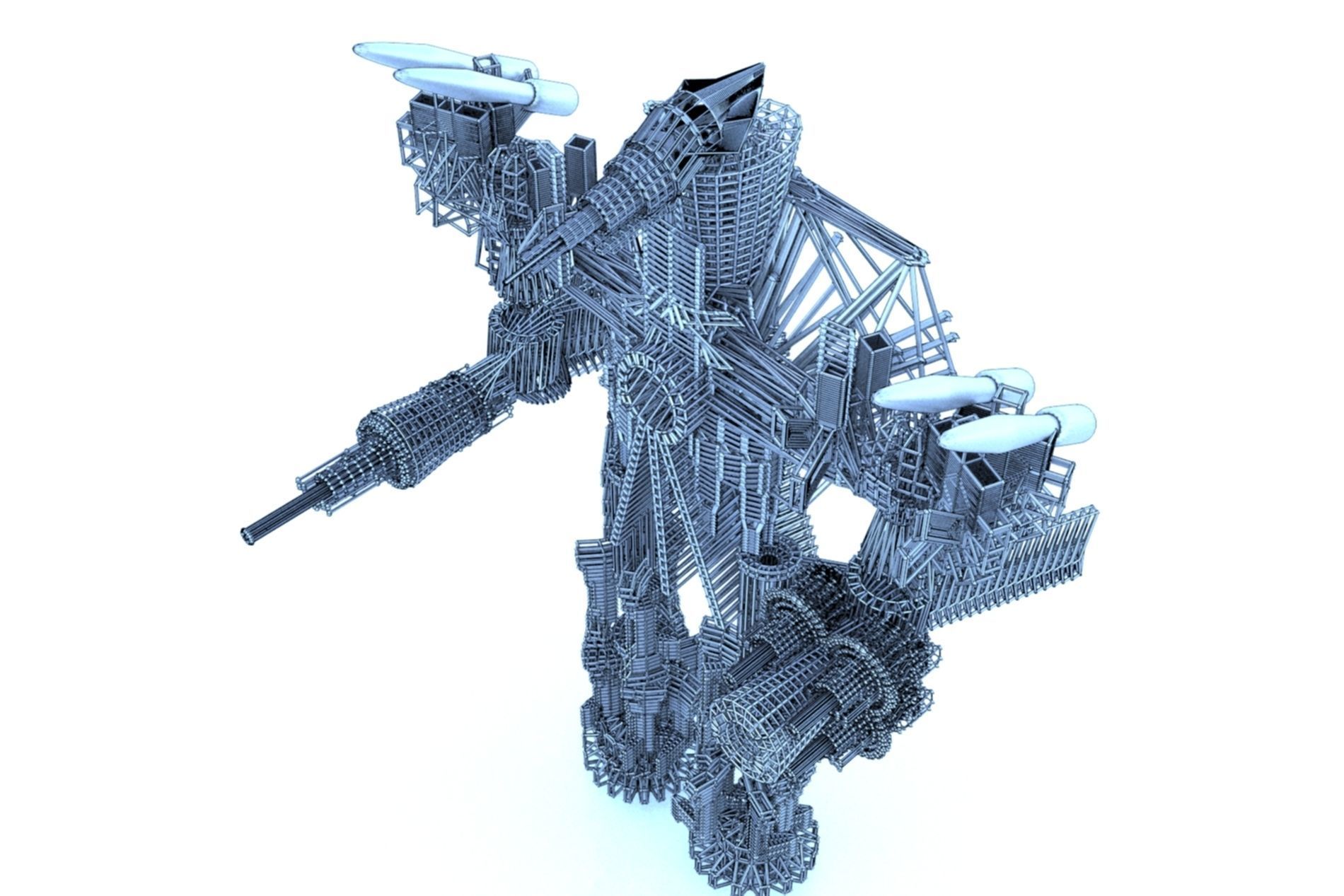 Robot Cyborg SciFi Game Character 3D model_35