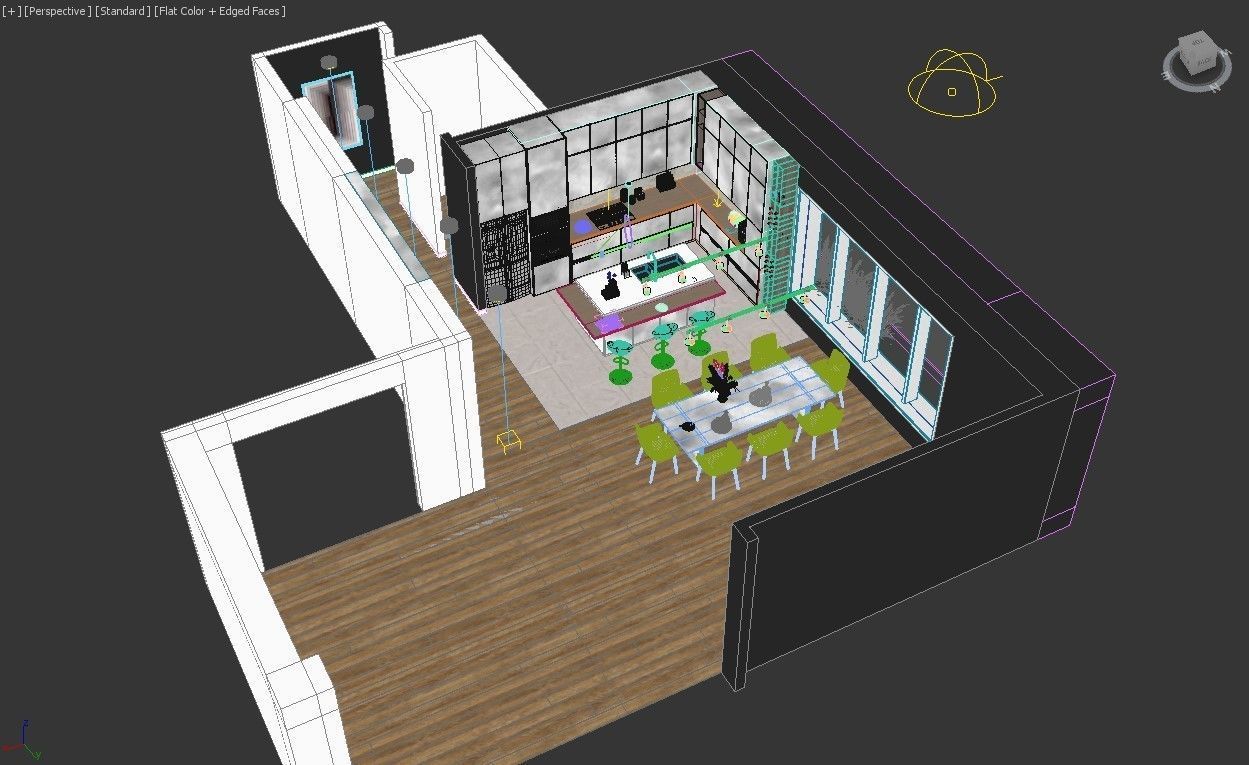 Kitchen Dinning  Interior Scene  for 3dsMax HDRI Light Vray  FBX Low-poly 3D model_4