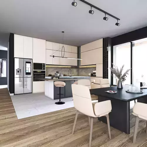 Kitchen Dinning  Interior Scene  for 3dsMax HDRI Light Vray  FBX Low-poly 3D model