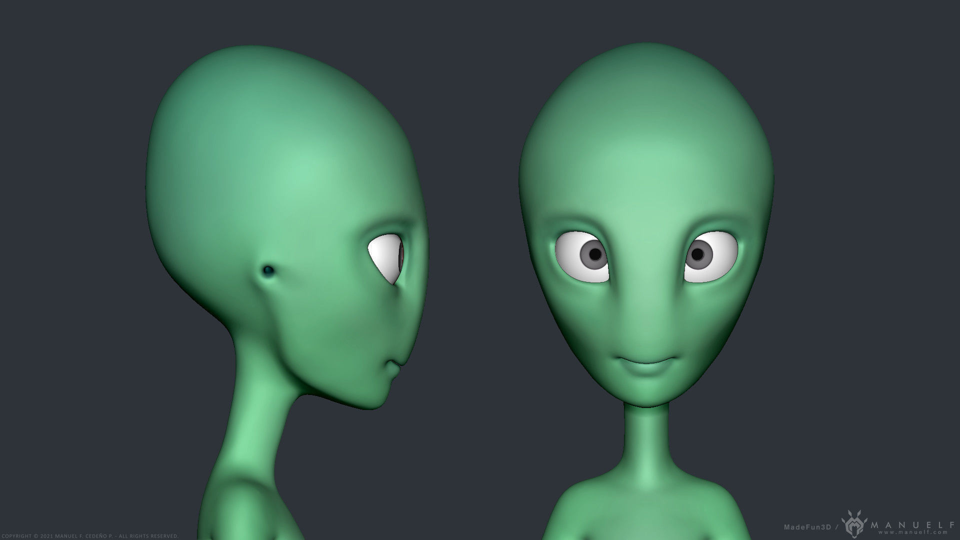 Stylized Cartoon Alien 3D model_6