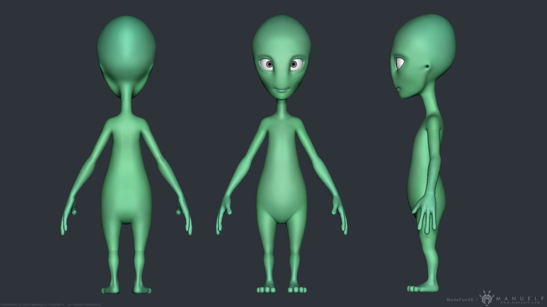 Stylized Cartoon Alien 3D model_4