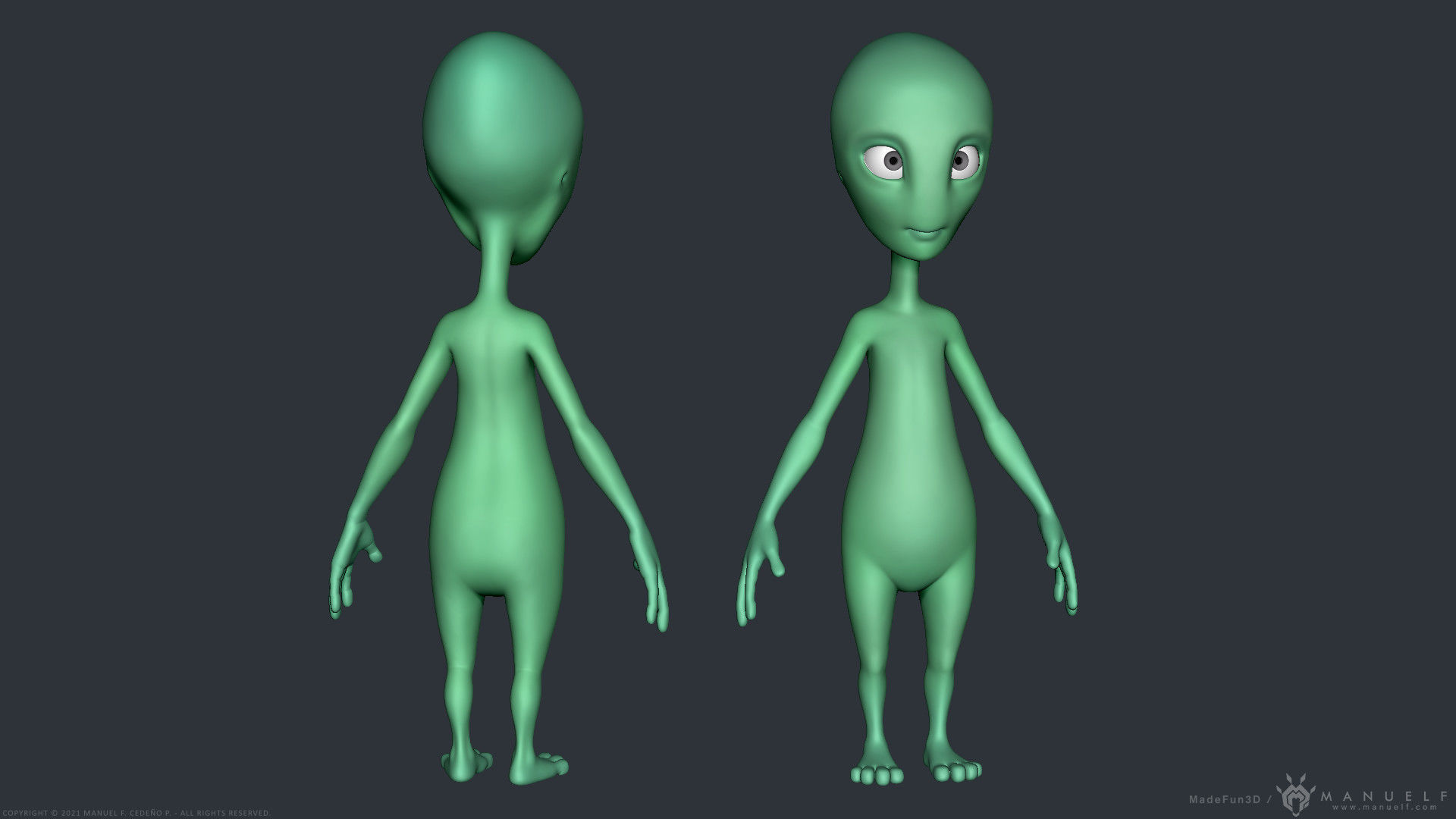 Stylized Cartoon Alien 3D model_1