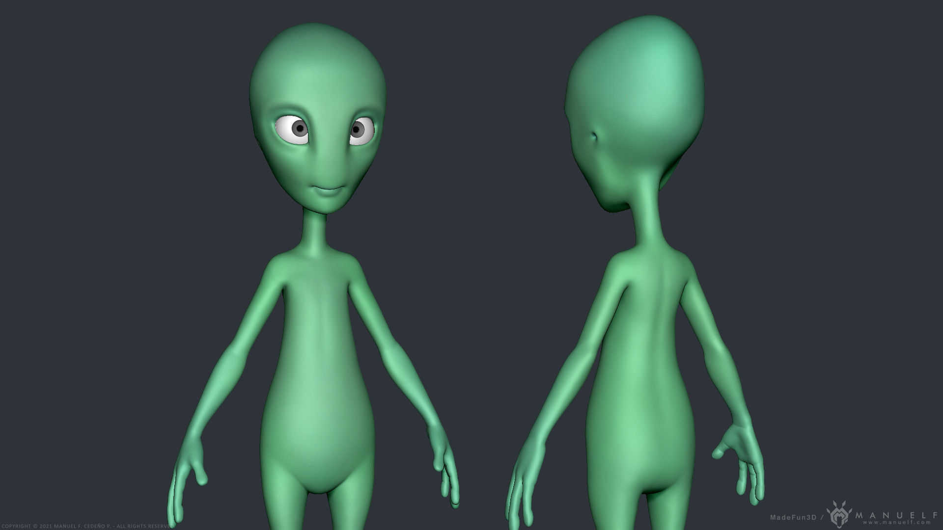 Stylized Cartoon Alien 3D model_7