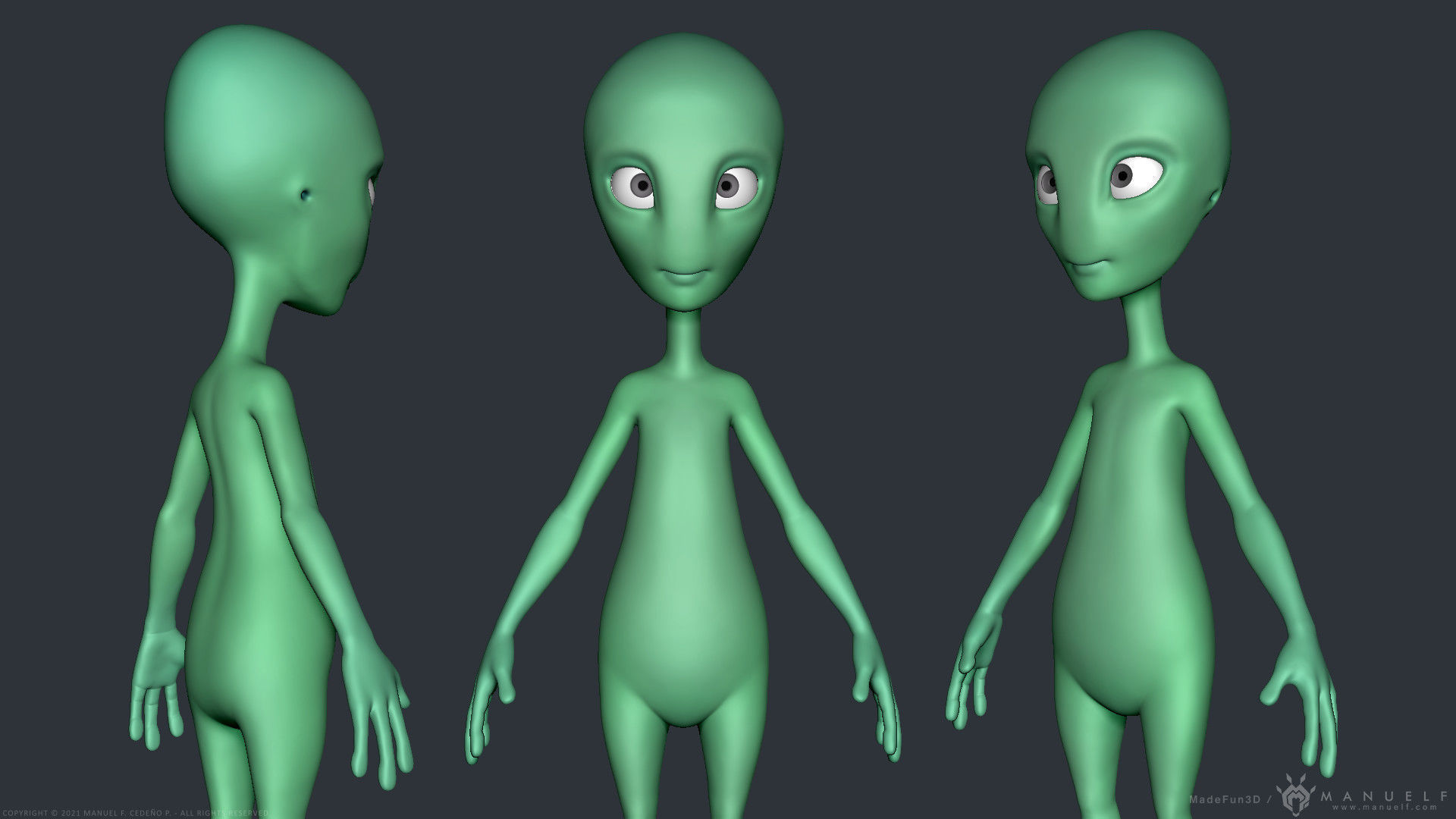 Stylized Cartoon Alien 3D model_9