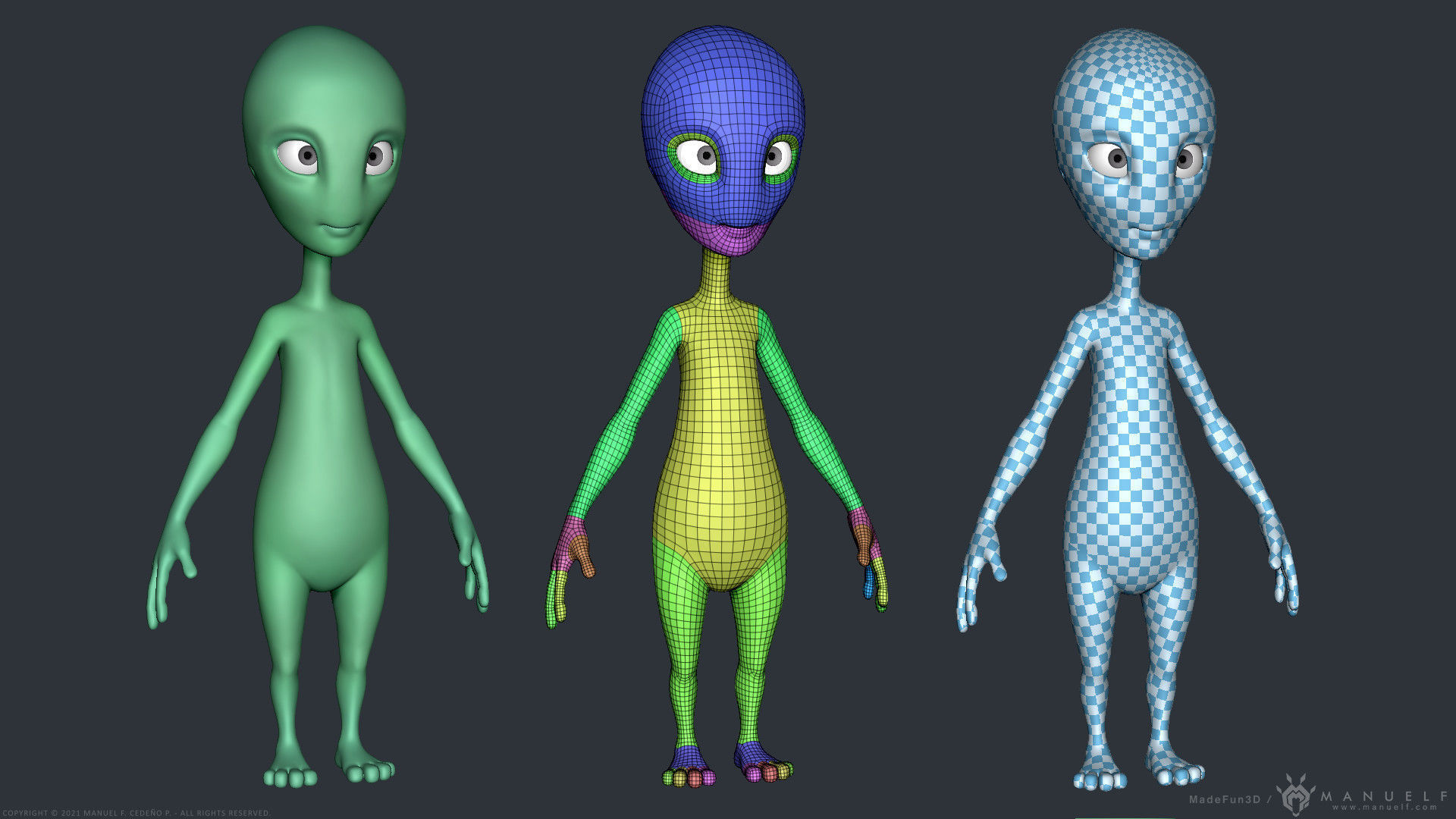 Stylized Cartoon Alien 3D model_2