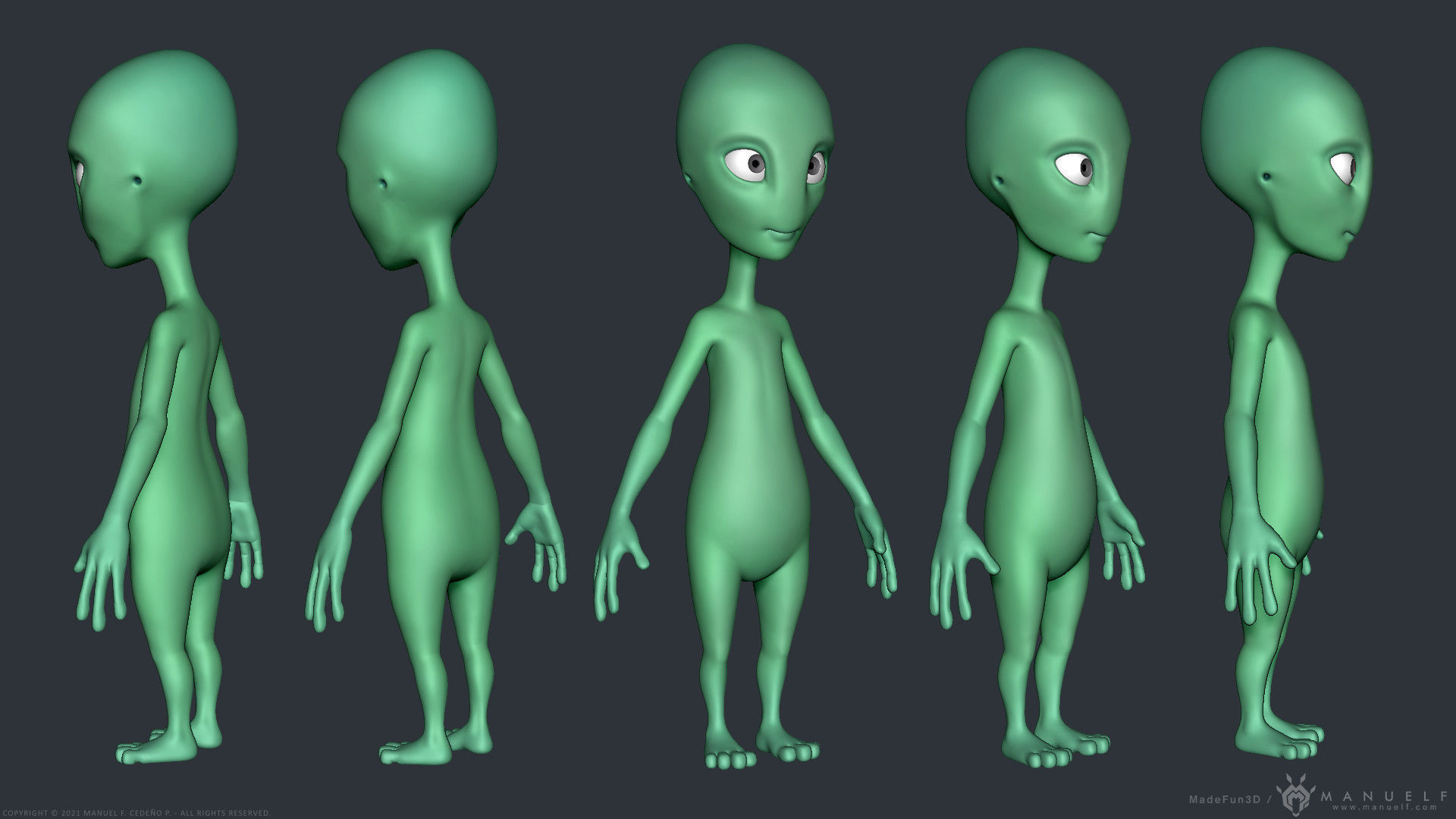 Stylized Cartoon Alien 3D model_5