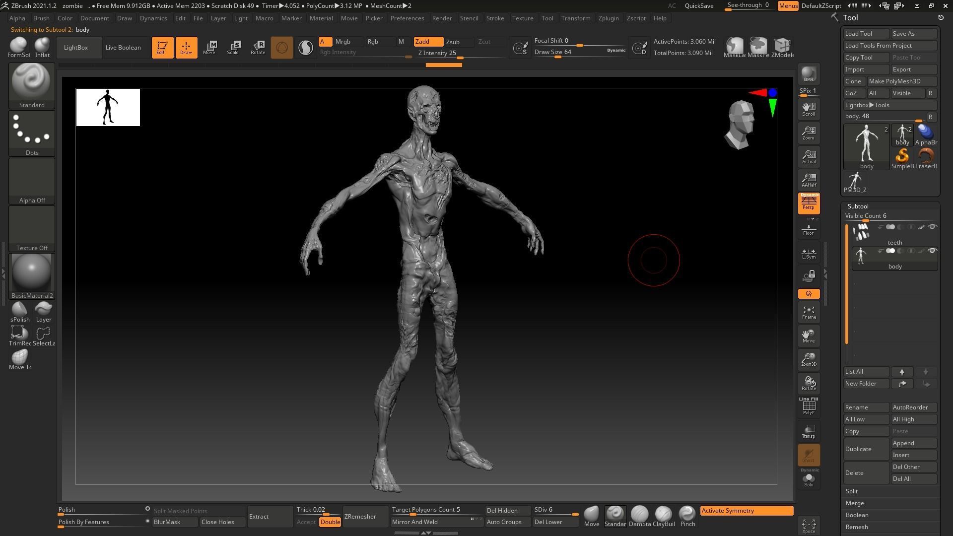 Zombie Corpse High Poly Skulpt Free 3D model_6