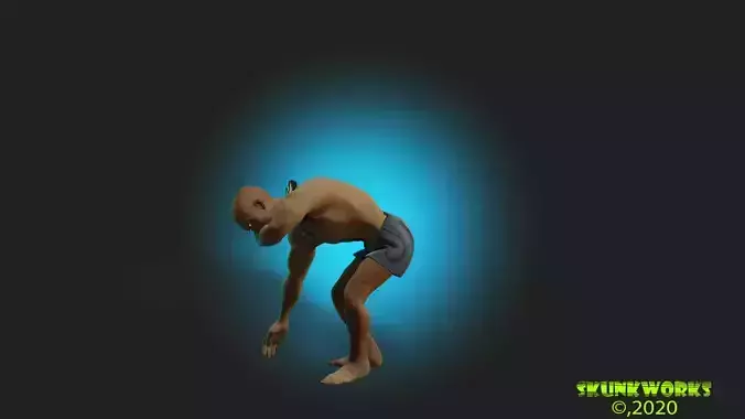 Asian Thug Sliding Animation Low-poly 3D model