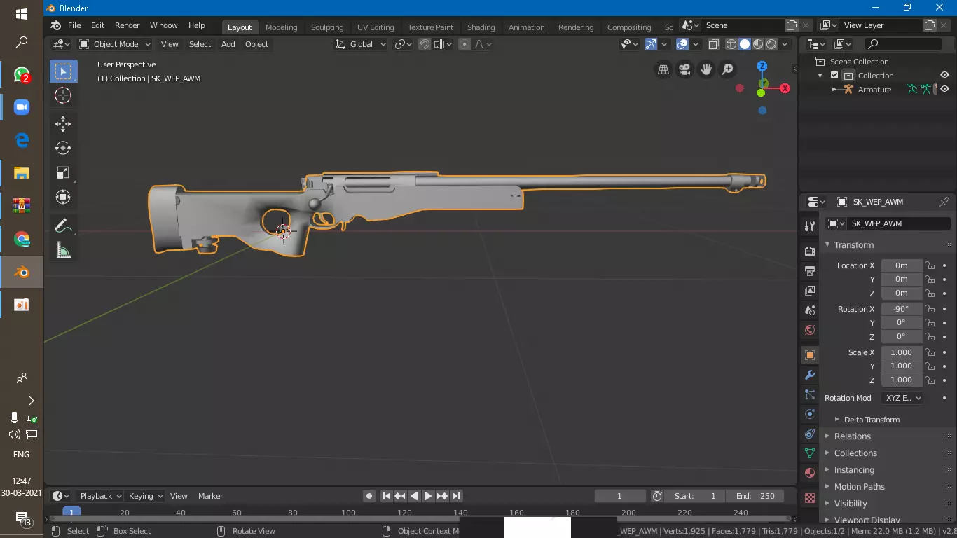 AWM SNIPER Low-poly 3D model_0