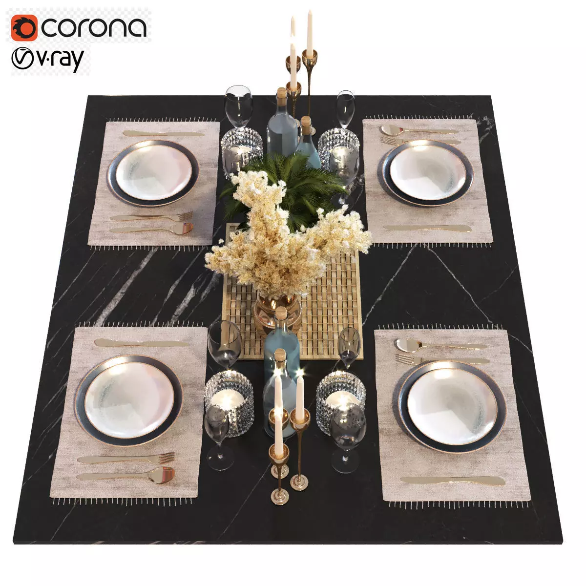 dining table 014 Low-poly 3D model