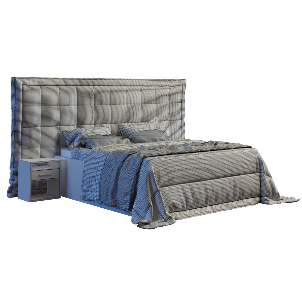 modern bed 010 Low-poly 3D model_1