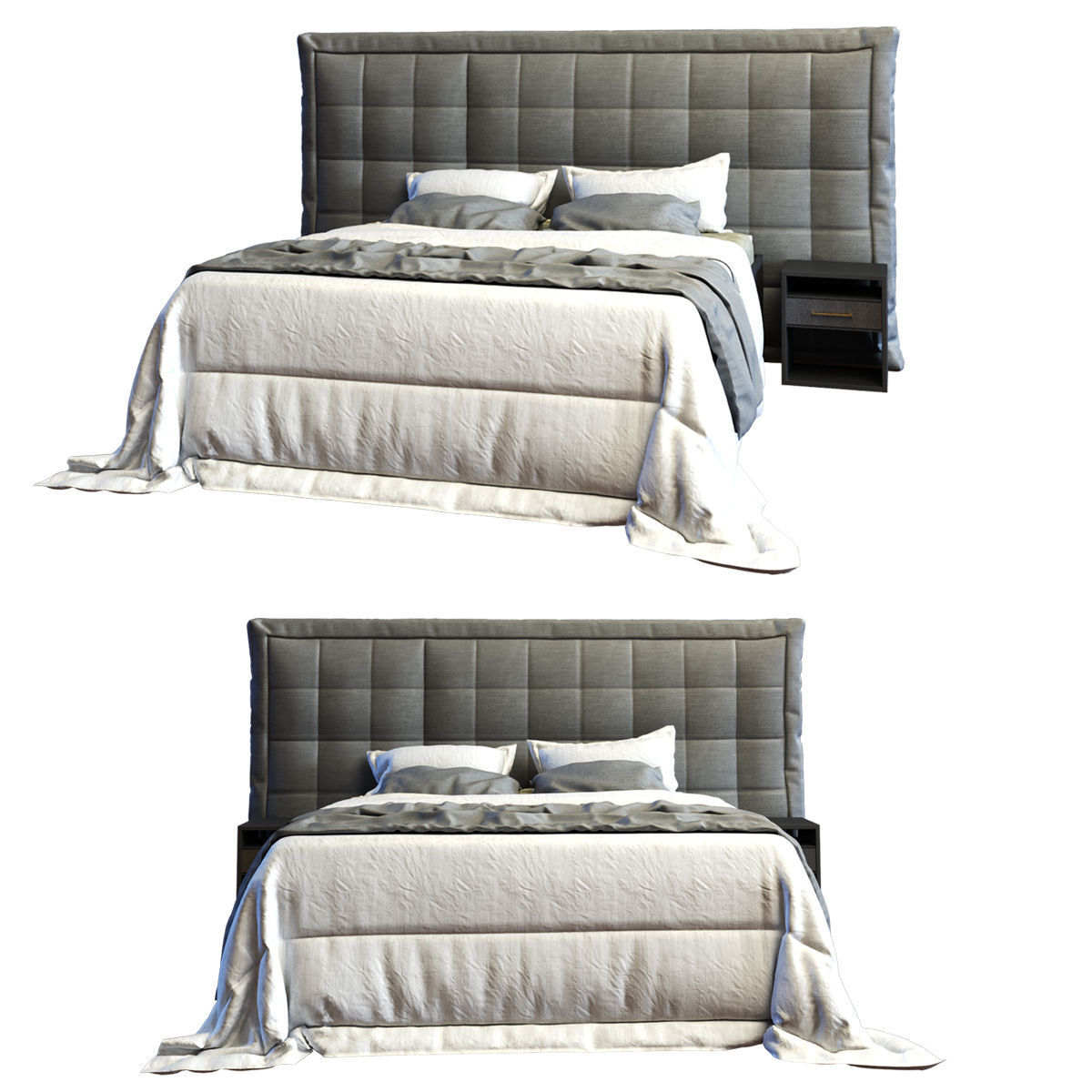 modern bed 010 Low-poly 3D model_2