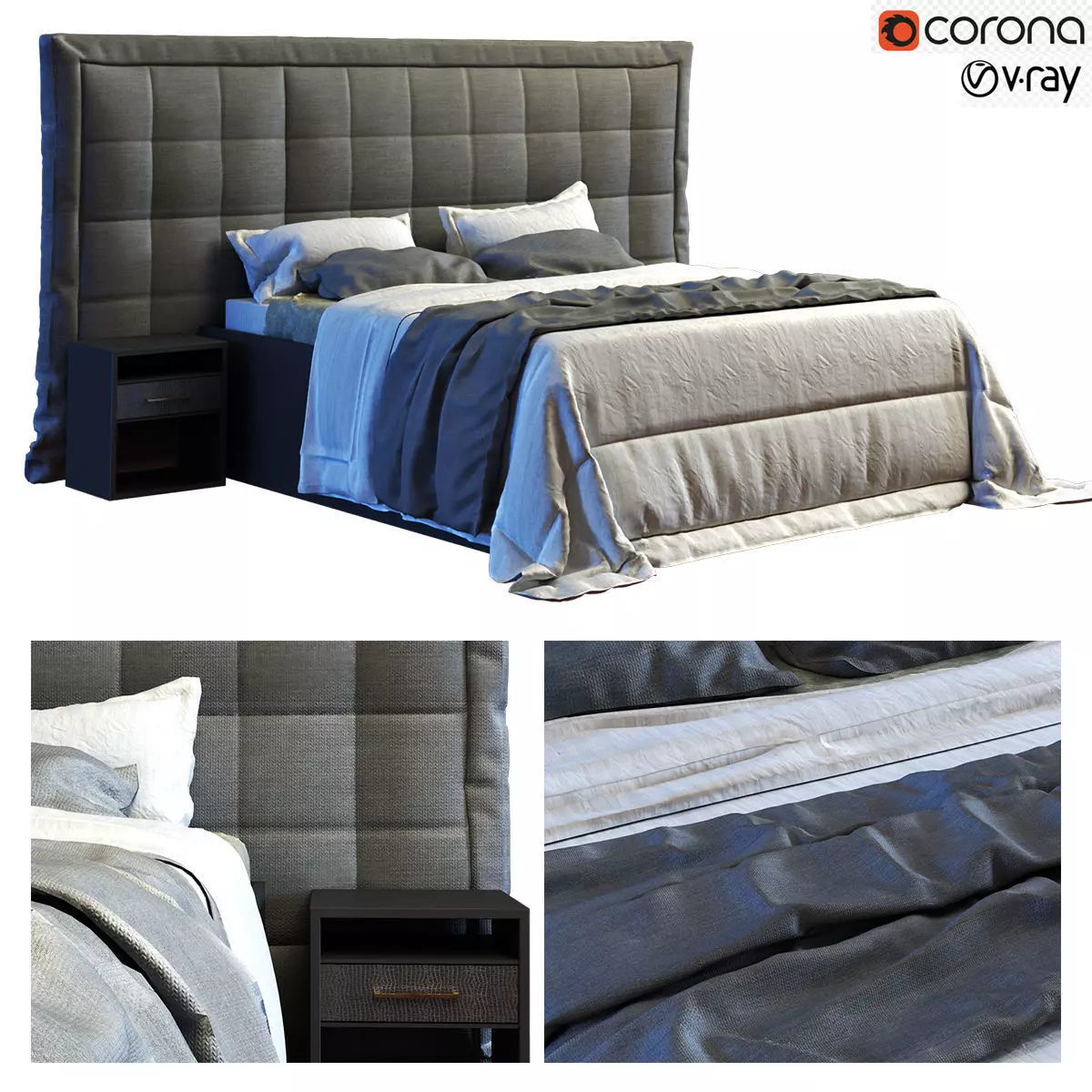 modern bed 010 Low-poly 3D model_0