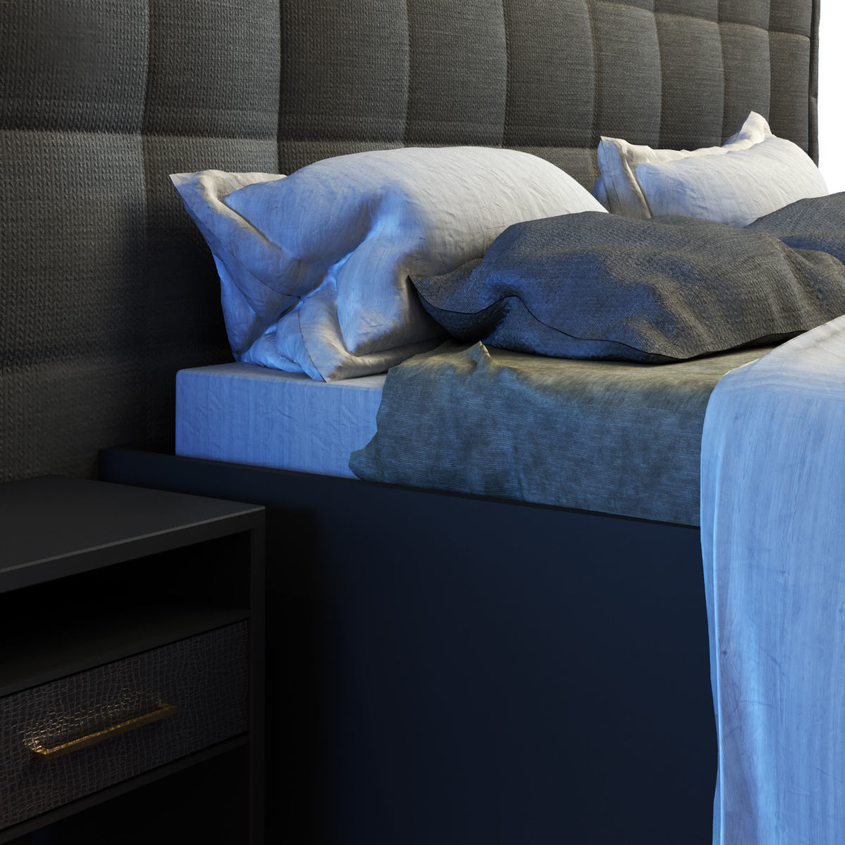 modern bed 010 Low-poly 3D model_4