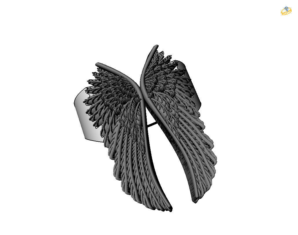 Angel wings ring 3D print model_3