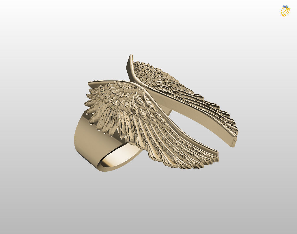 Angel wings ring 3D print model_27