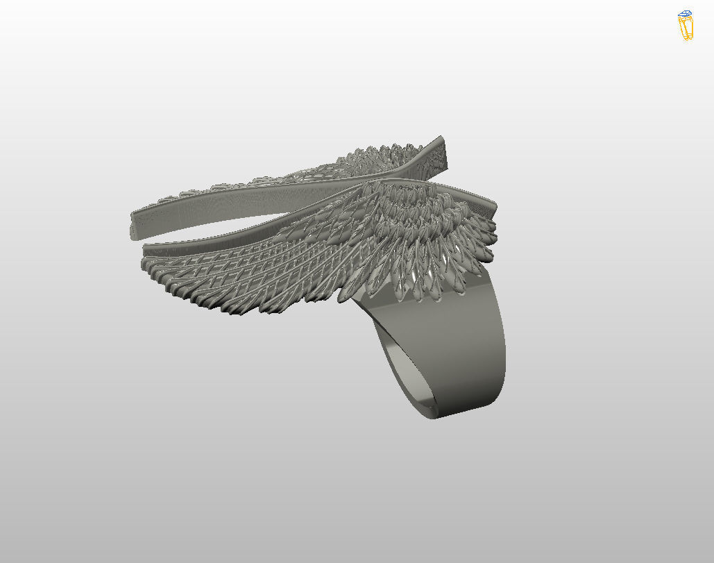 Angel wings ring 3D print model_13