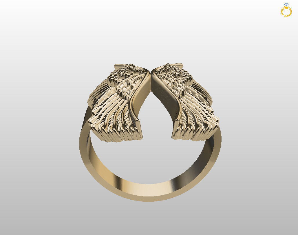 Angel wings ring 3D print model_30