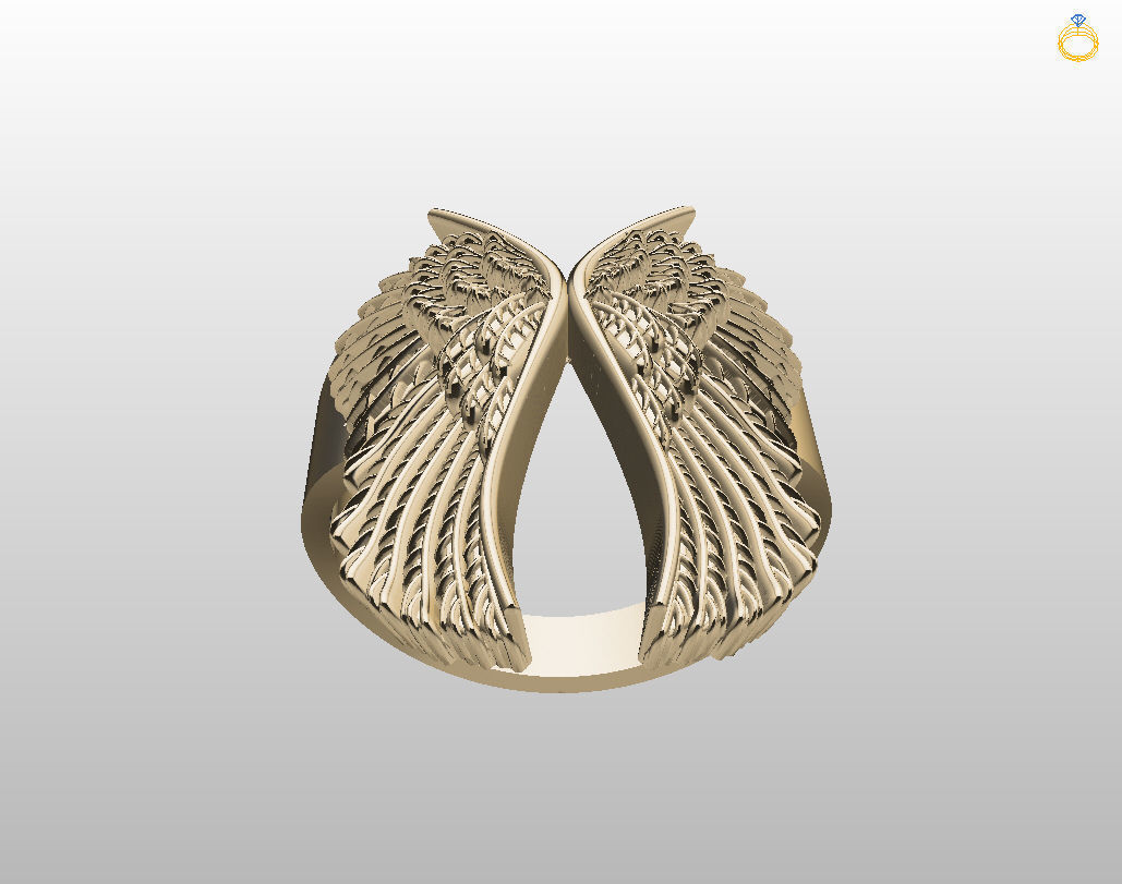 Angel wings ring 3D print model_29